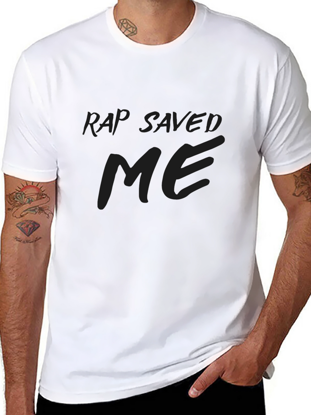 Rap Saved Me Graphic T-Shirt - Trendy Dark Tee