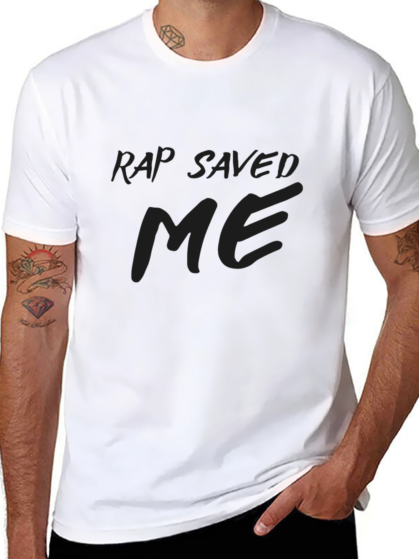 Rap Saved Me Graphic T-Shirt - Trendy Dark Tee