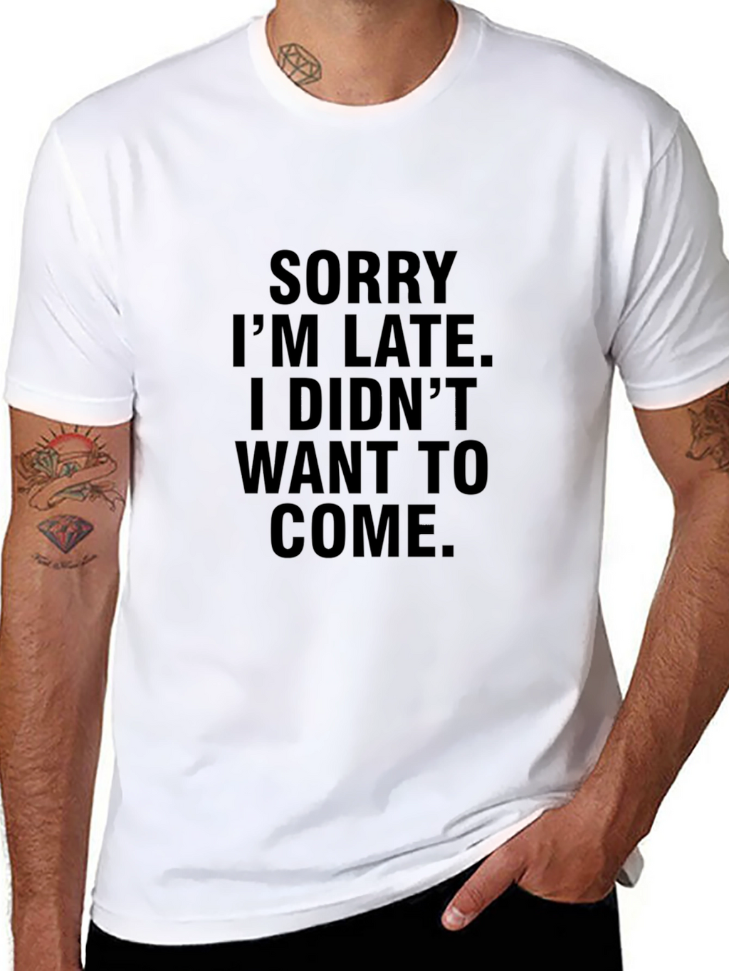 Funny Sorry Im Late Black Graphic Tee