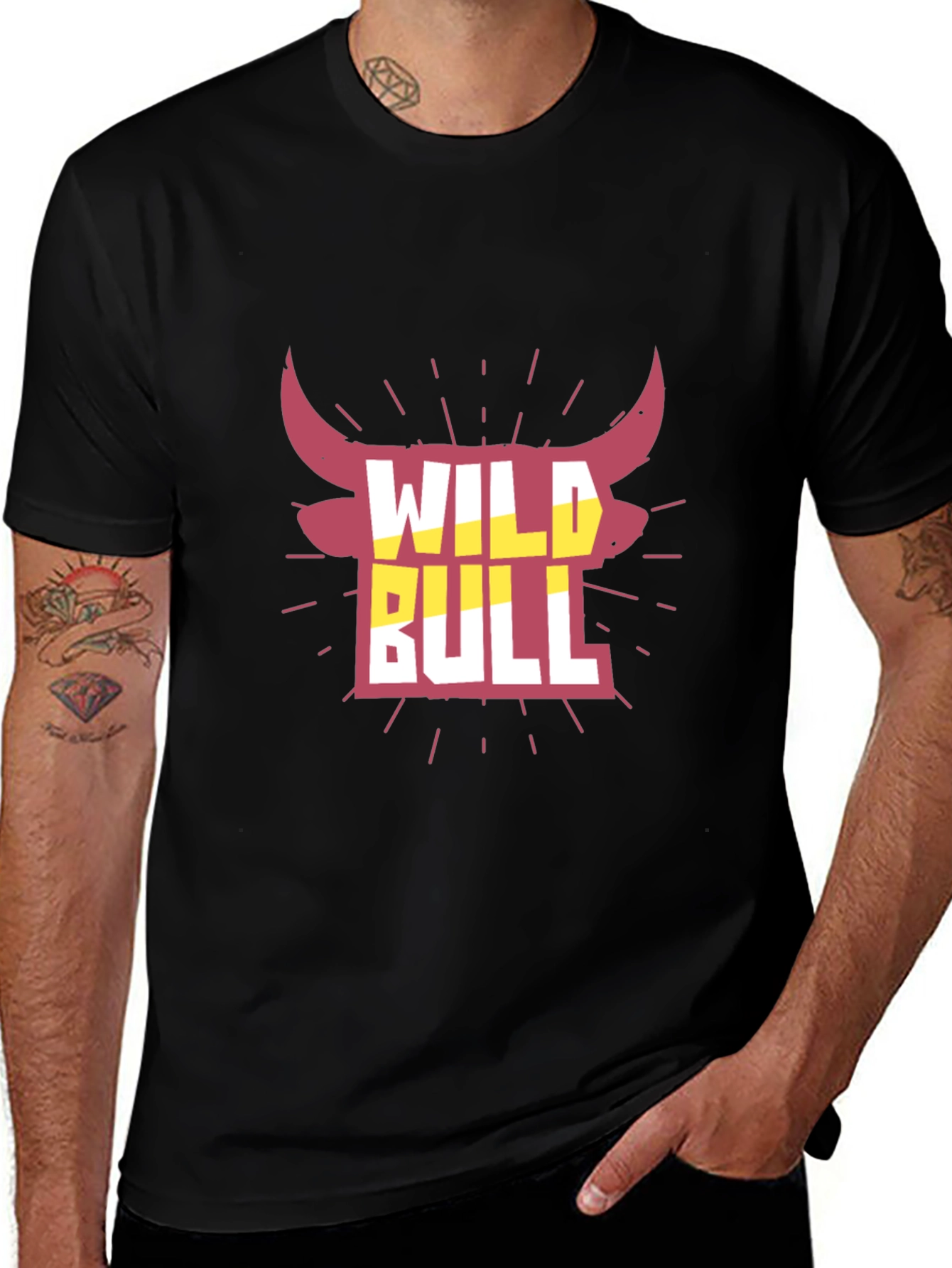 Wild Bull Graphic Tee - Black Crew Neck T-Shirt