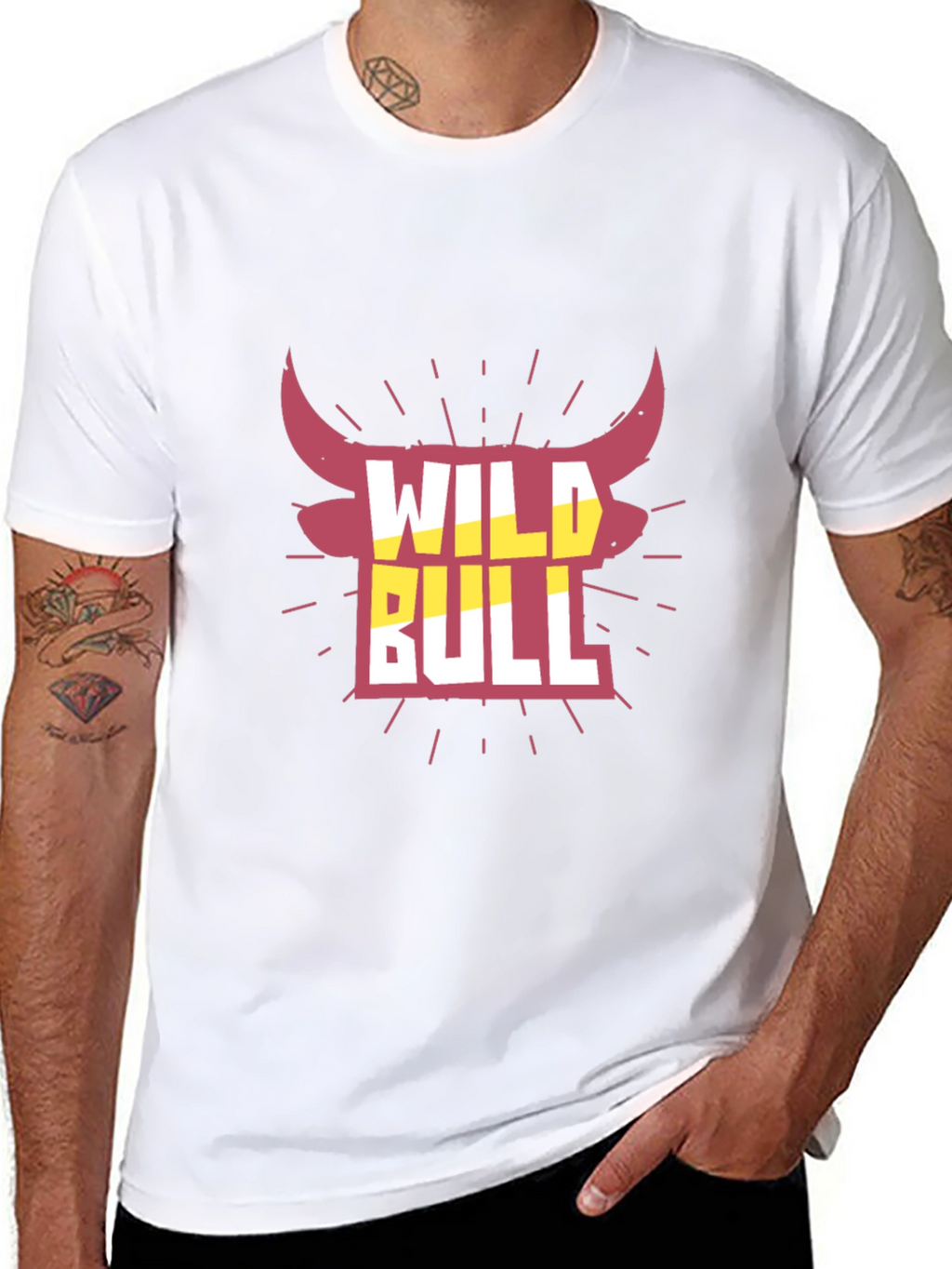 Wild Bull Graphic Tee - Black Crew Neck T-Shirt