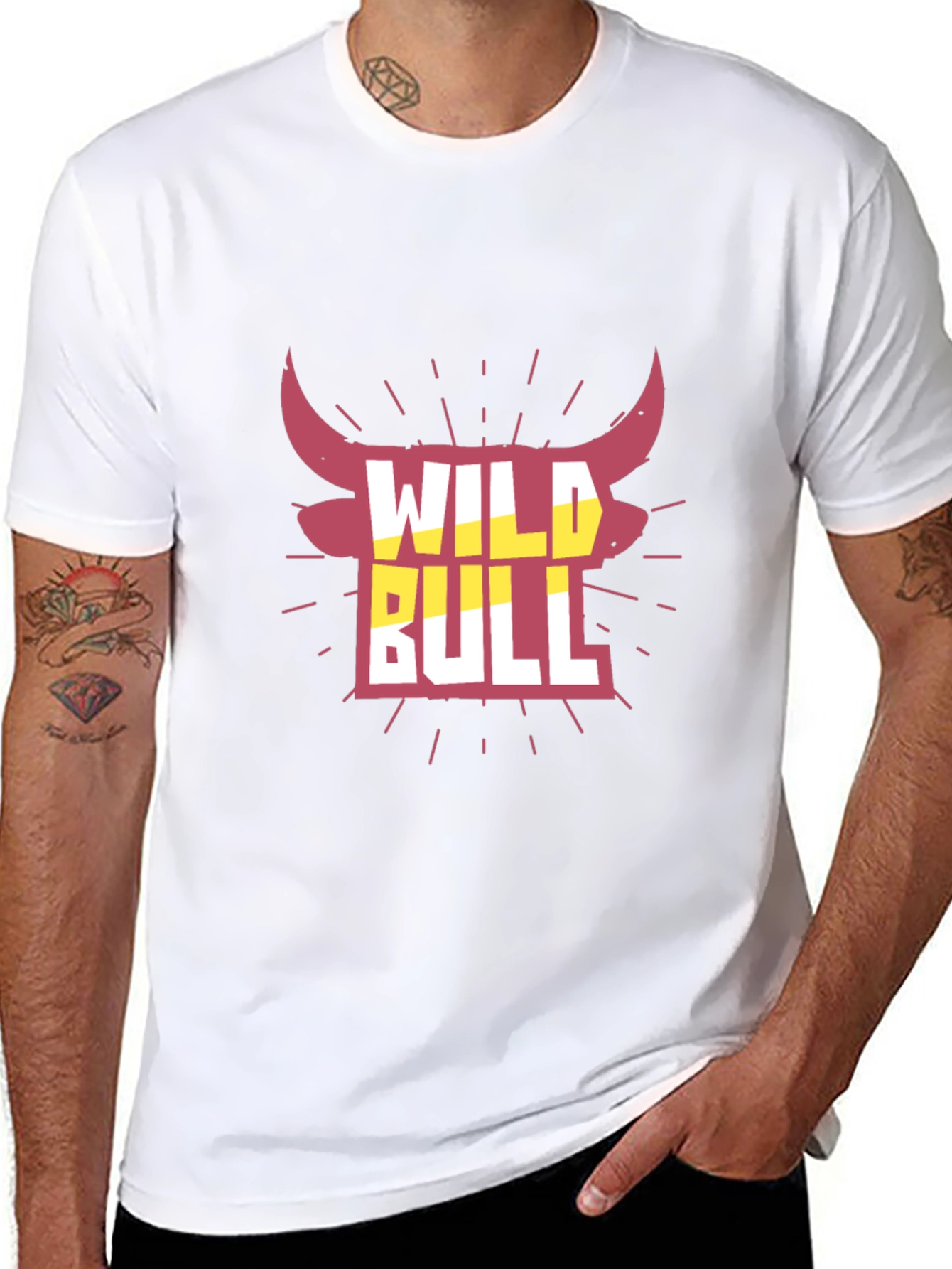 Wild Bull Graphic Tee - Black Crew Neck T-Shirt