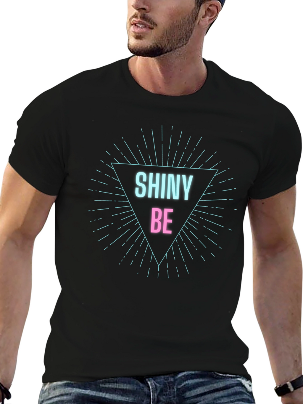 Shiny Be Graphic Tee - Black Cotton Comfort