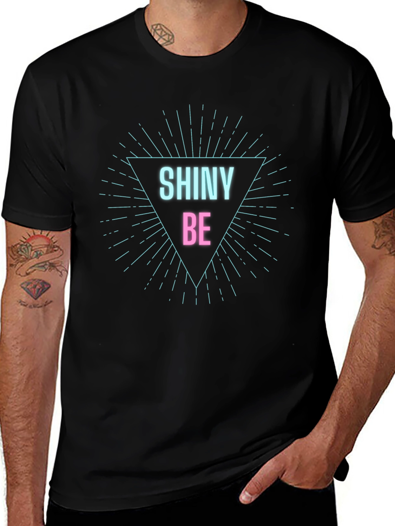 Shiny Be Graphic Tee - Black Cotton Comfort