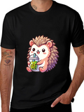 Cute Hedgehog Boba Tea Graphic Tee