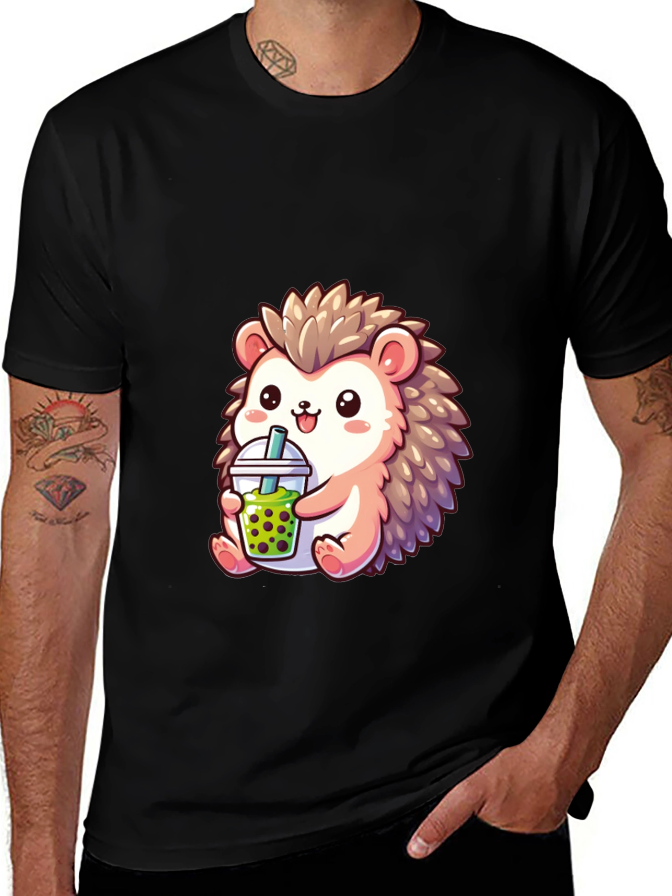 Cute Hedgehog Boba Tea Graphic Tee