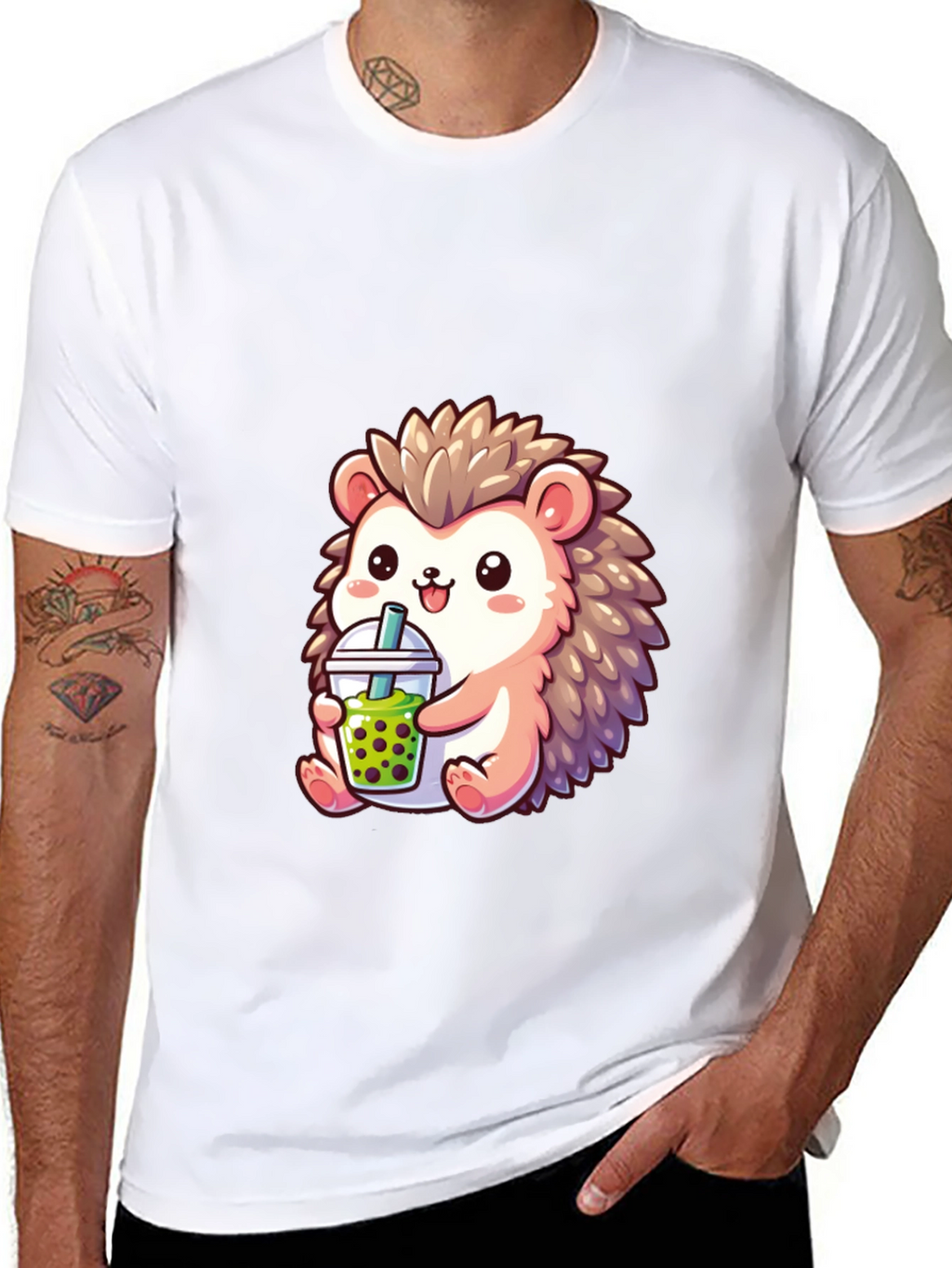 Cute Hedgehog Boba Tea Graphic Tee