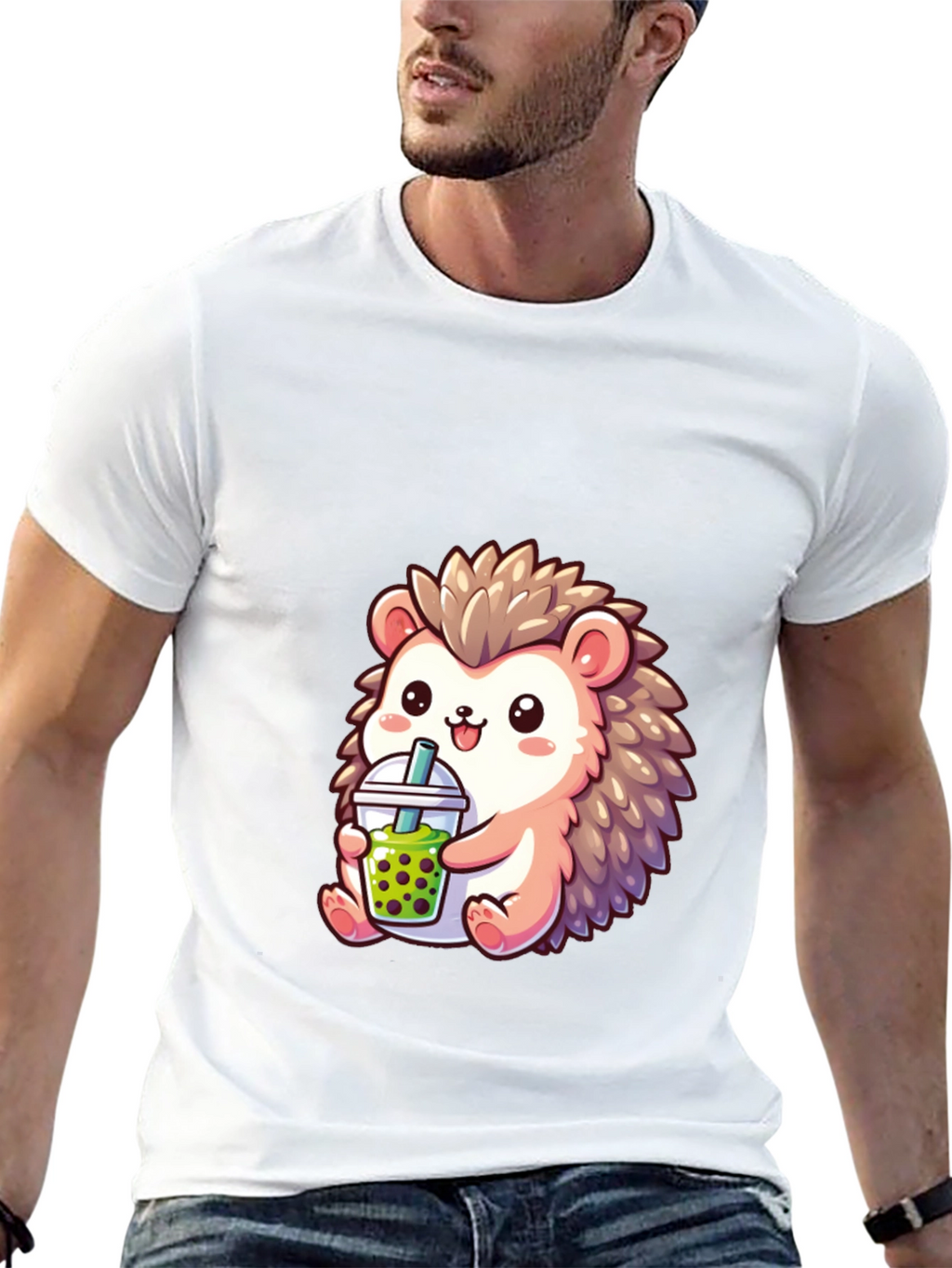 Cute Hedgehog Boba Tea Graphic Tee