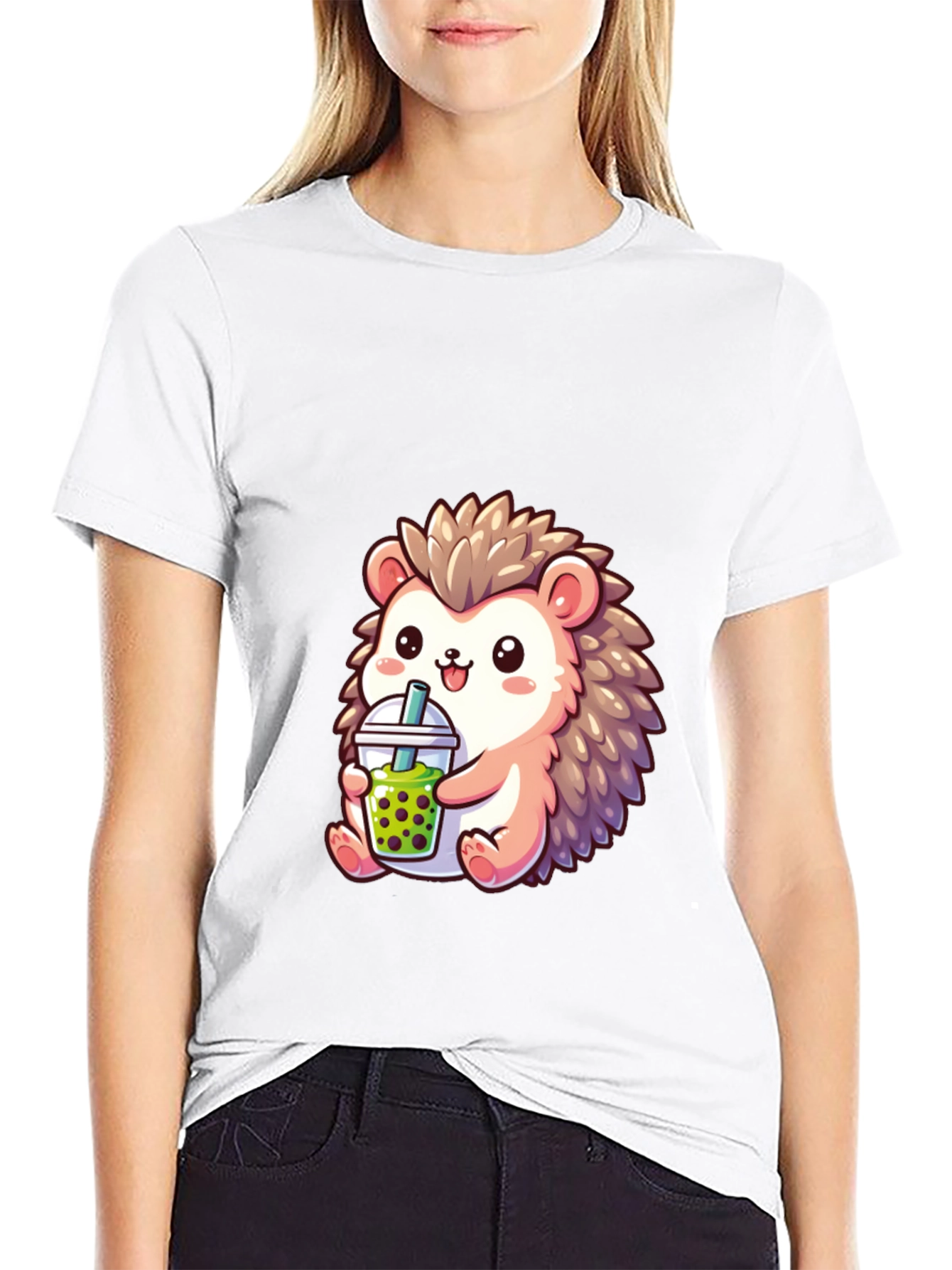 Cute Hedgehog Boba Tea Graphic Tee