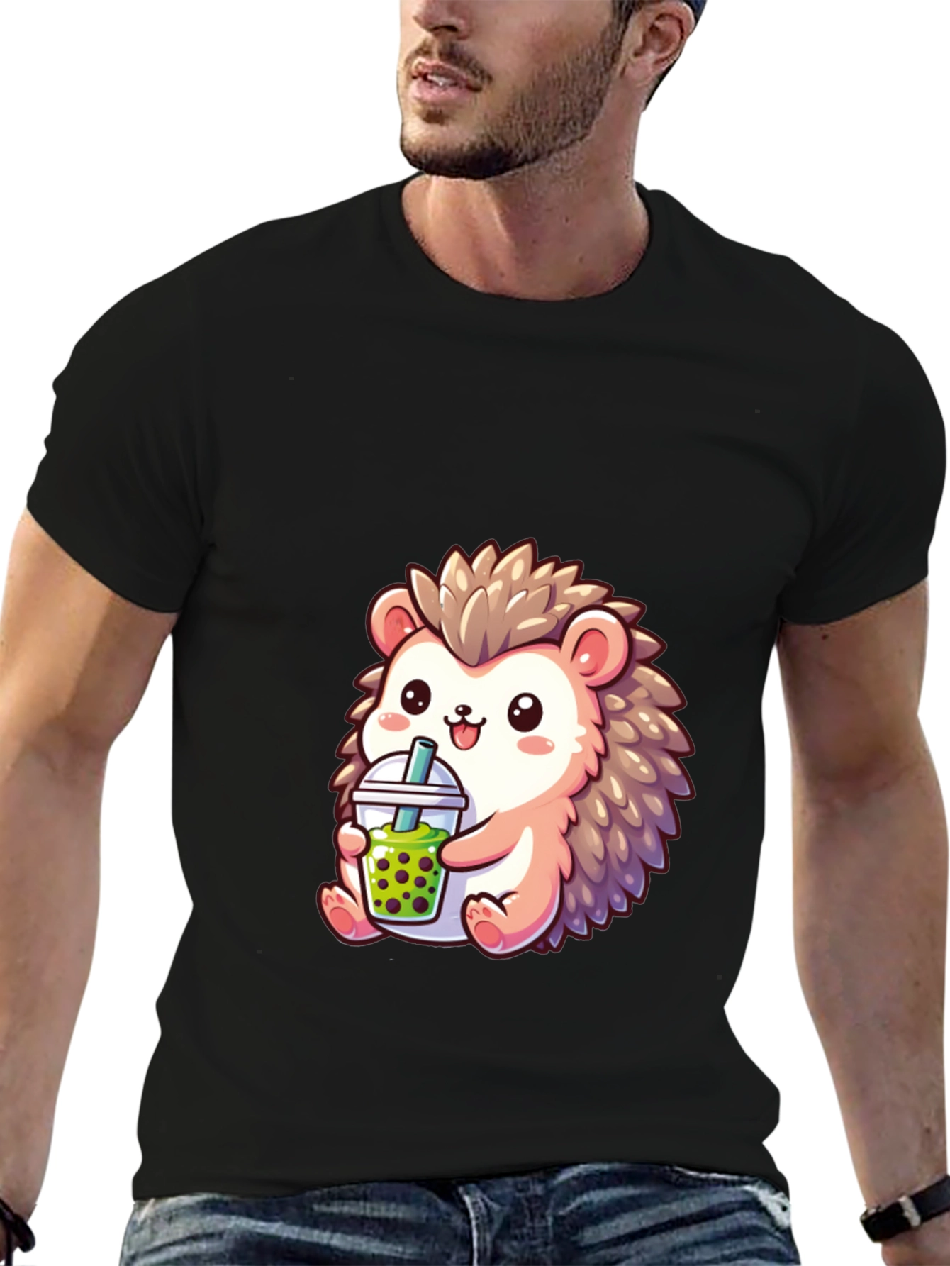 Cute Hedgehog Boba Tea Graphic Tee