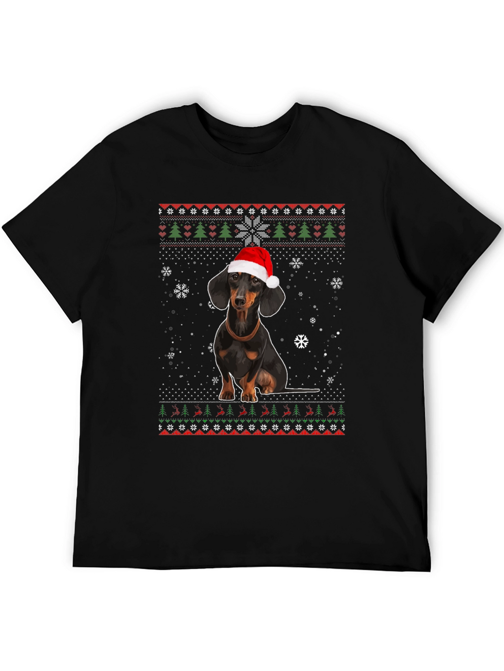 Dachshund Christmas T-Shirt - Ugly Sweater Style