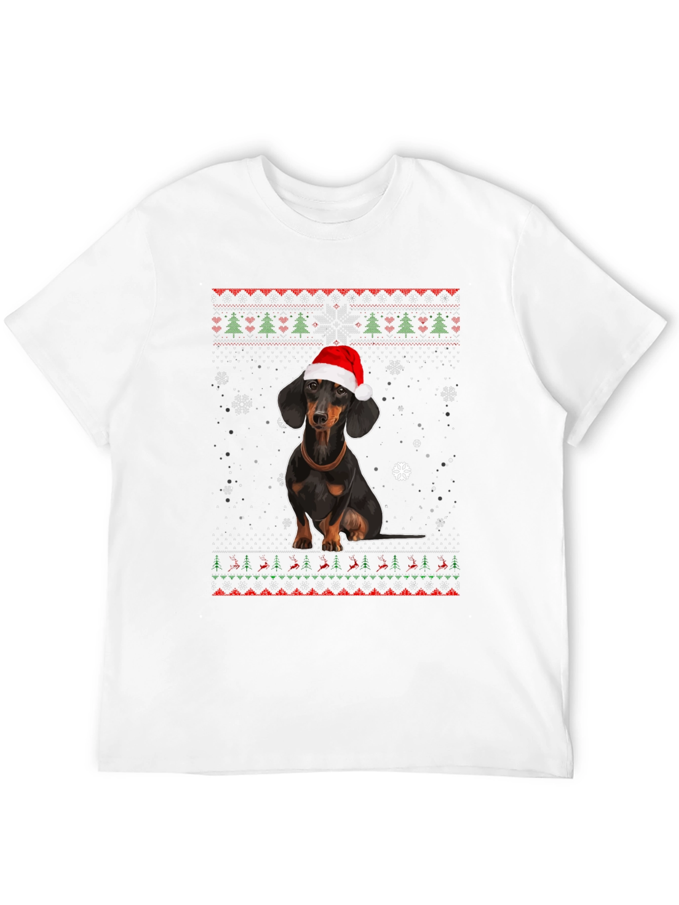 Dachshund Christmas T-Shirt - Ugly Sweater Style