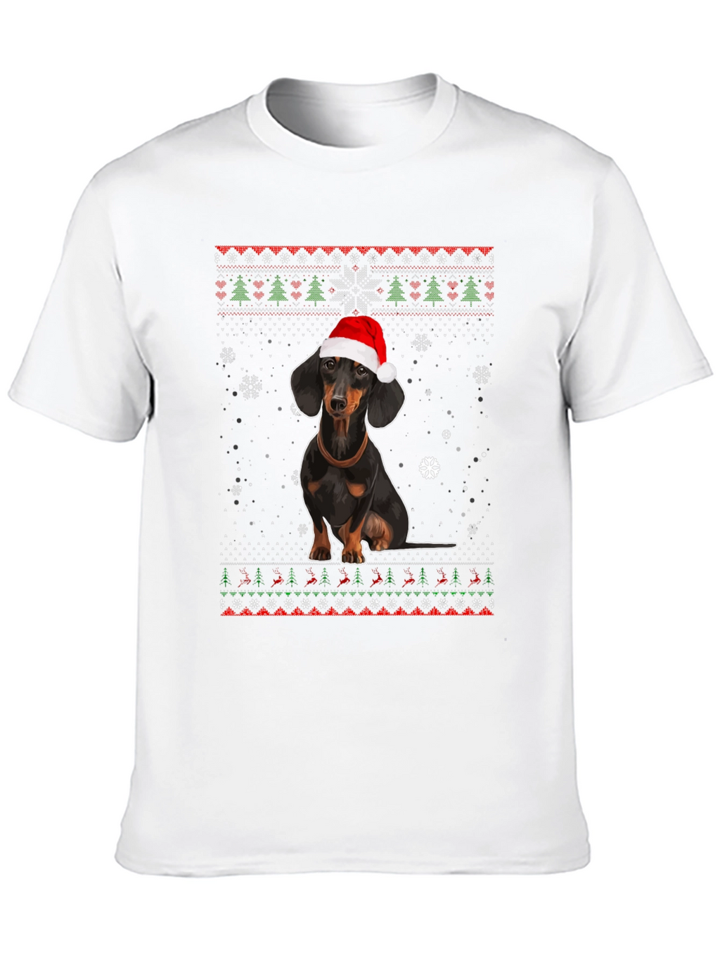 Dachshund Christmas T-Shirt - Ugly Sweater Style