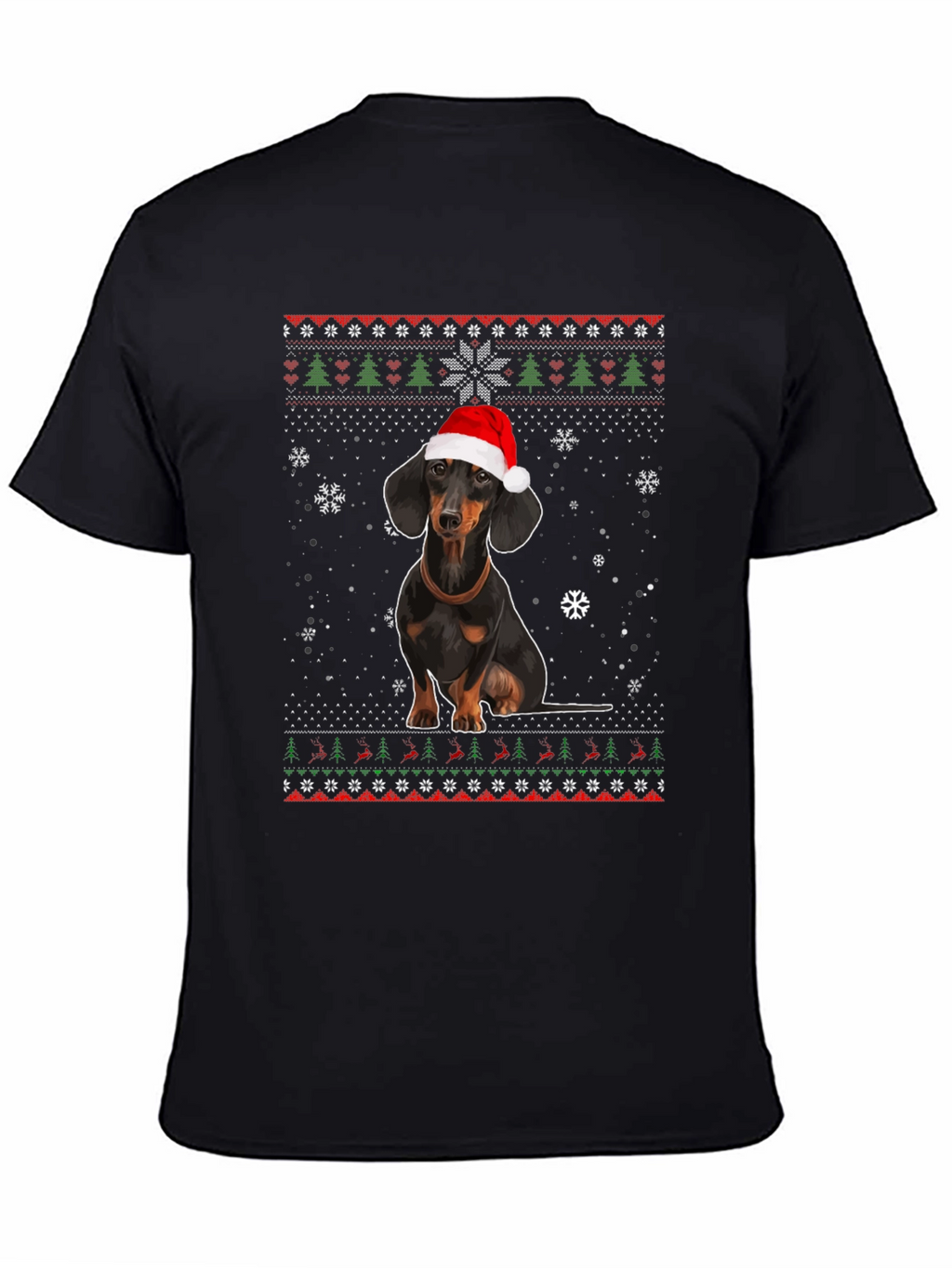 Dachshund Christmas T-Shirt - Ugly Sweater Style
