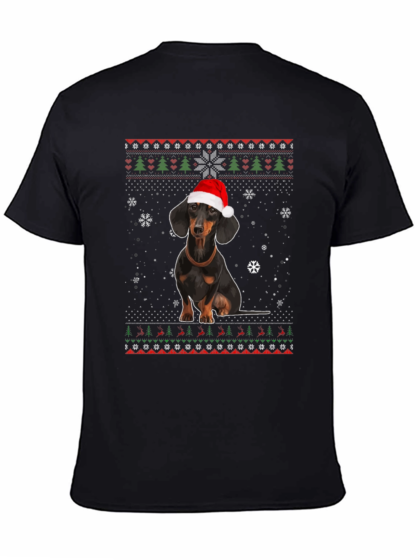 Dachshund Christmas T-Shirt - Ugly Sweater Style