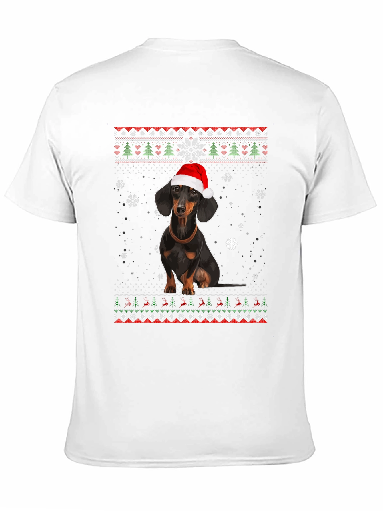 Dachshund Christmas T-Shirt - Ugly Sweater Style