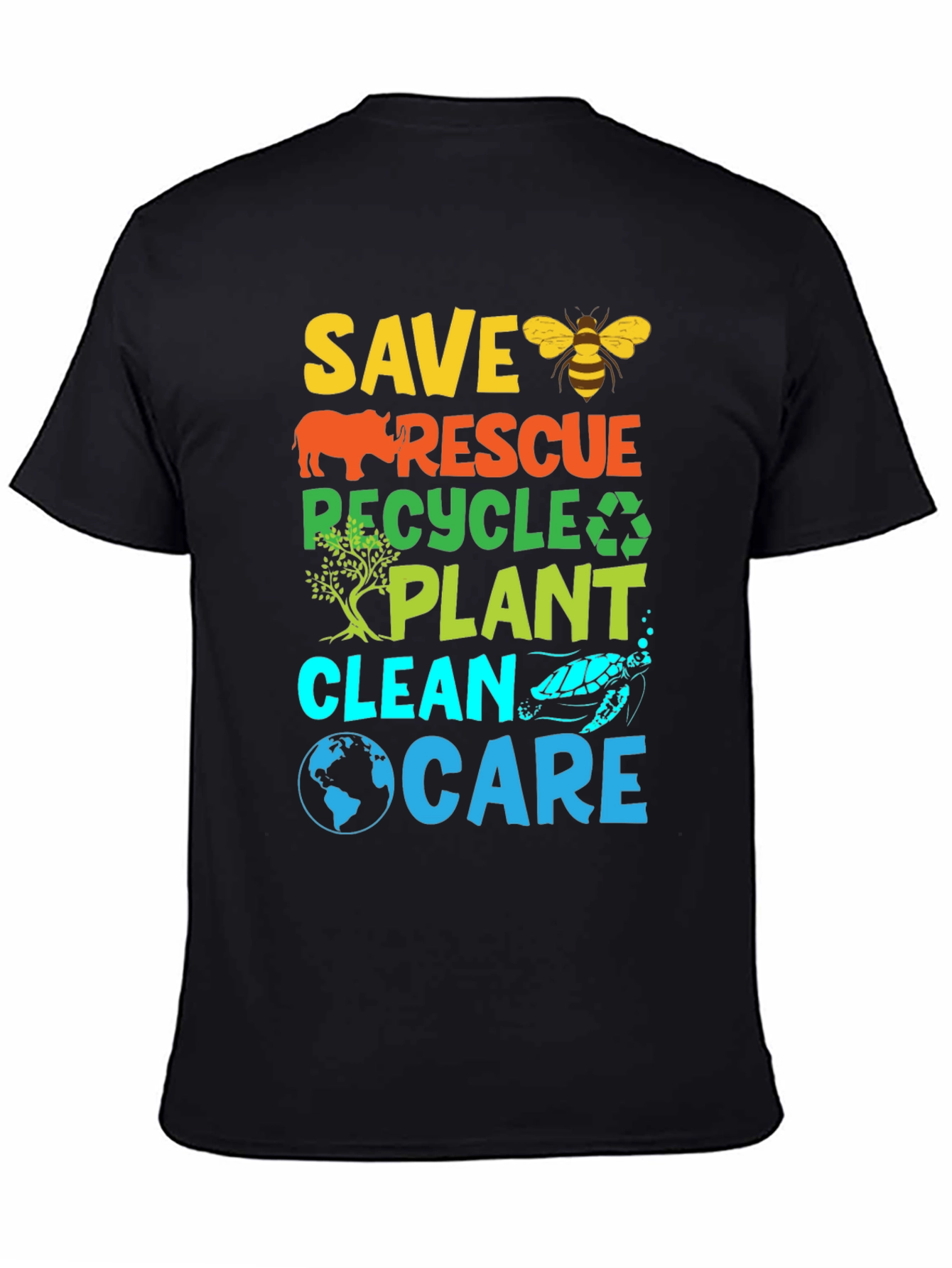Eco-Friendly Graphic T-Shirt: Save Rescue Recycle Plant