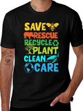 Eco-Friendly Graphic T-Shirt: Save Rescue Recycle Plant