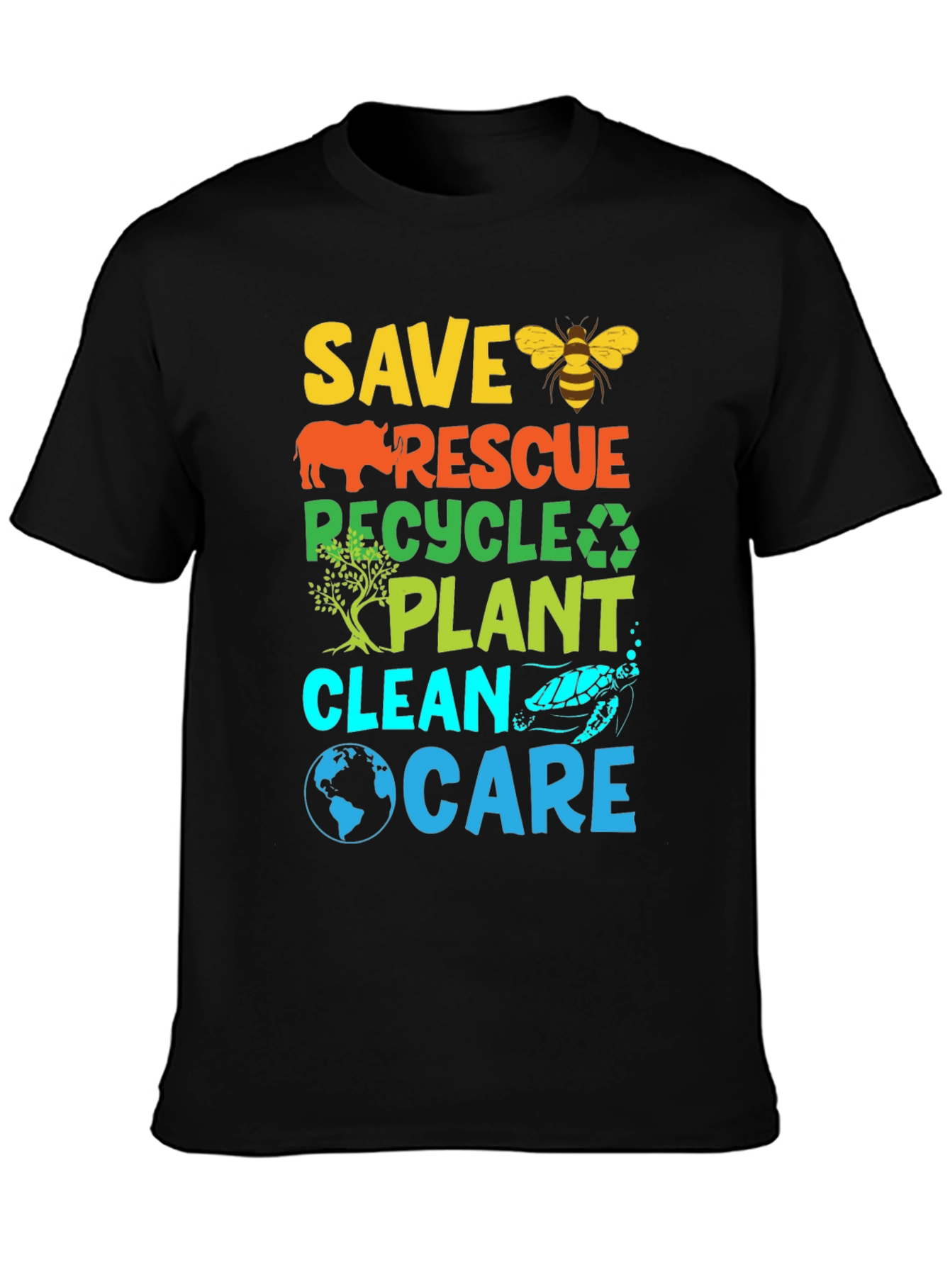 Eco-Friendly Graphic T-Shirt: Save Rescue Recycle Plant