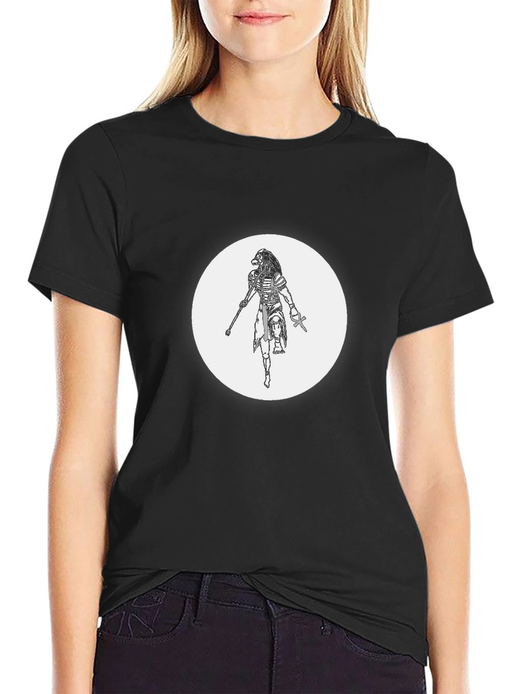 Mens Black Graphic T-Shirt - Egyptian God Design