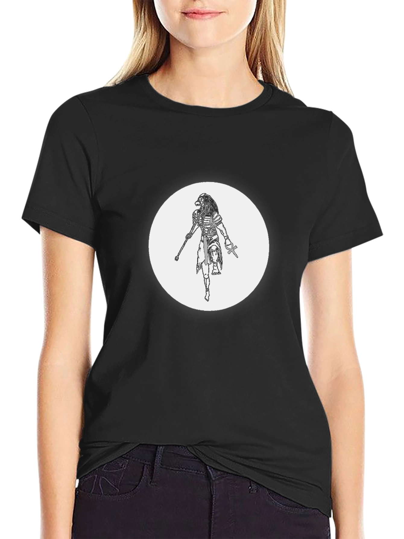 Mens Black Graphic T-Shirt - Egyptian God Design