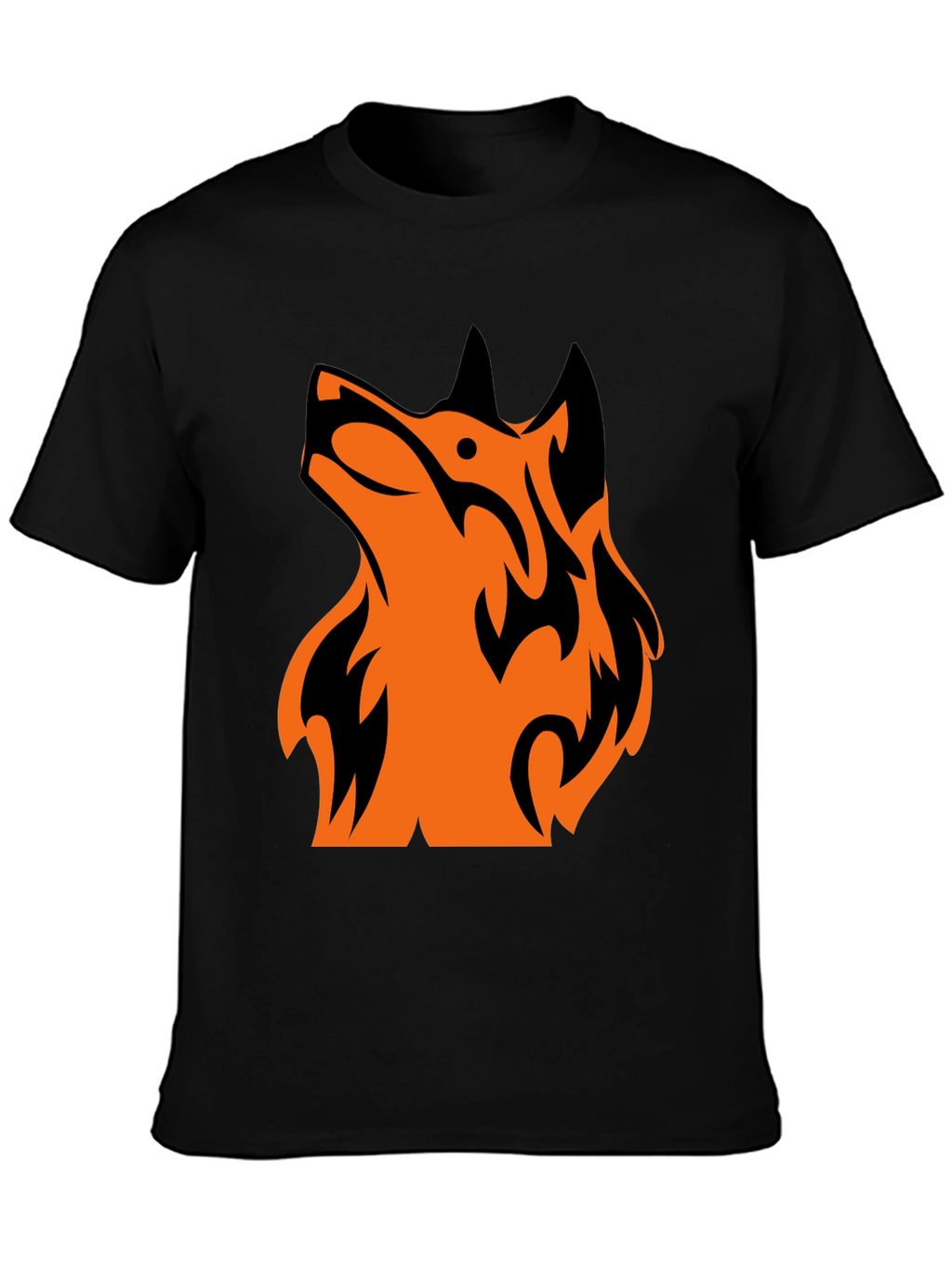 Tribal Wolf Graphic Tee - Mens Black T-Shirt