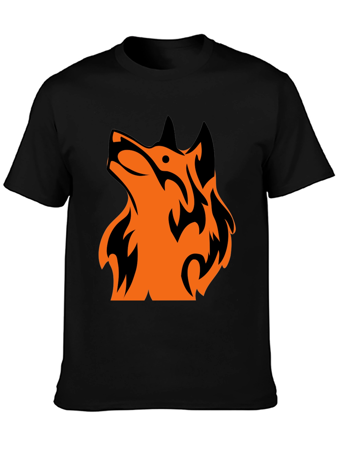 Tribal Wolf Graphic Tee - Mens Black T-Shirt