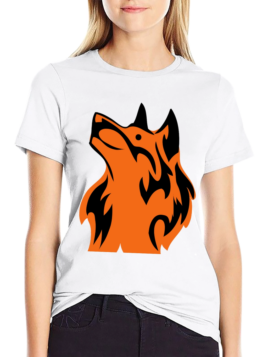 Tribal Wolf Graphic Tee - Mens Black T-Shirt