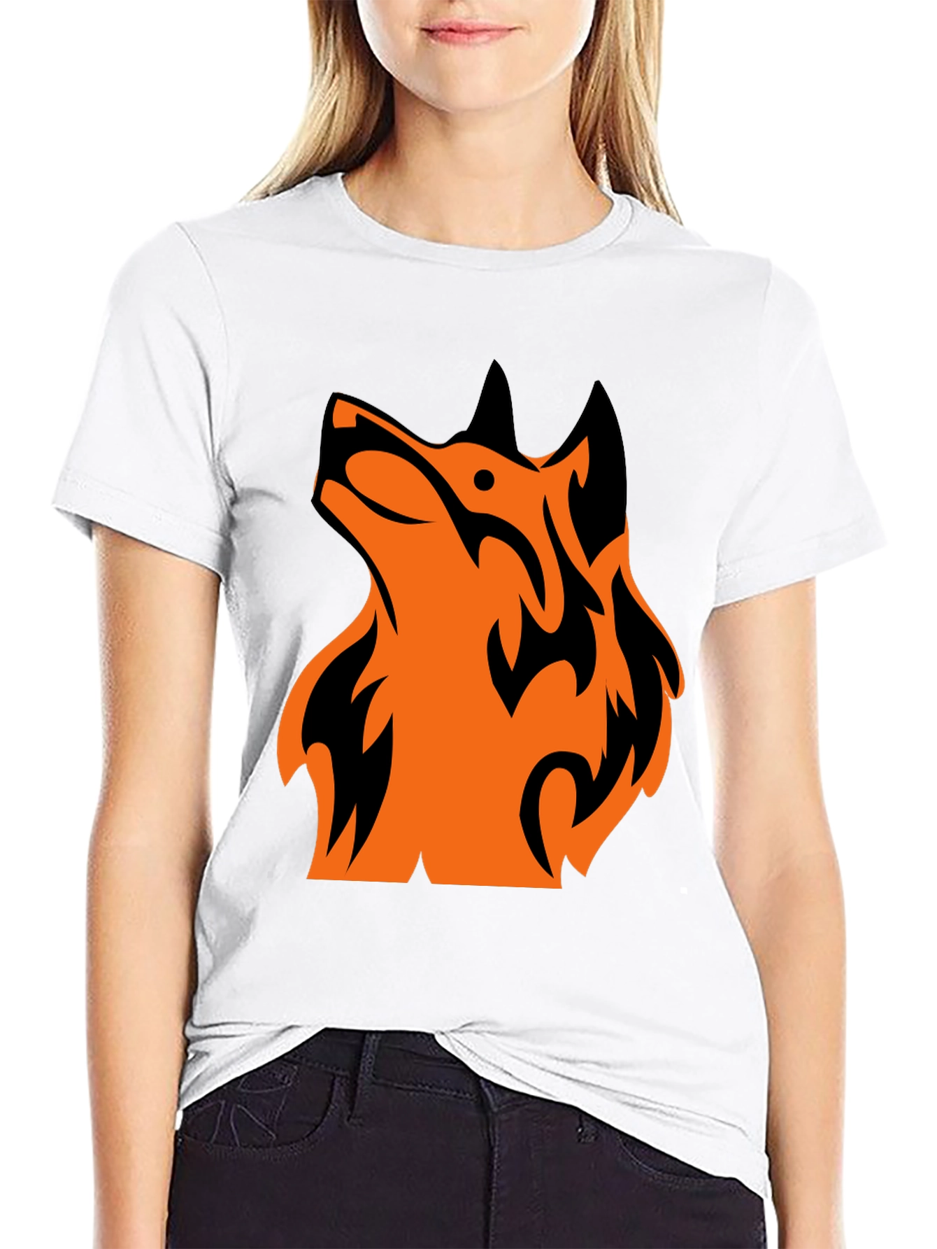 Tribal Wolf Graphic Tee - Mens Black T-Shirt