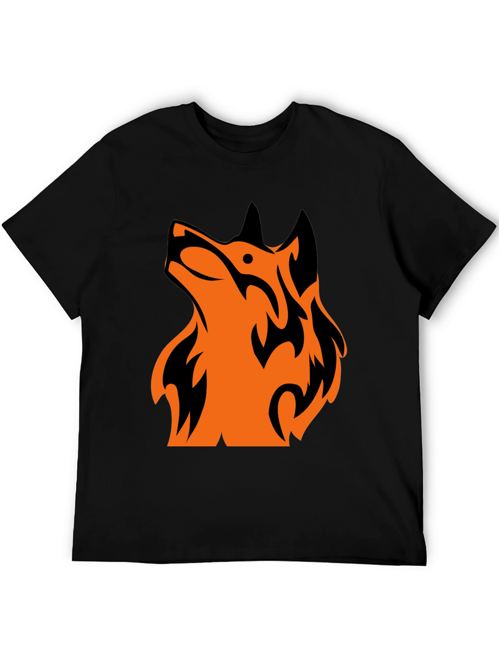 Tribal Wolf Graphic Tee - Mens Black T-Shirt