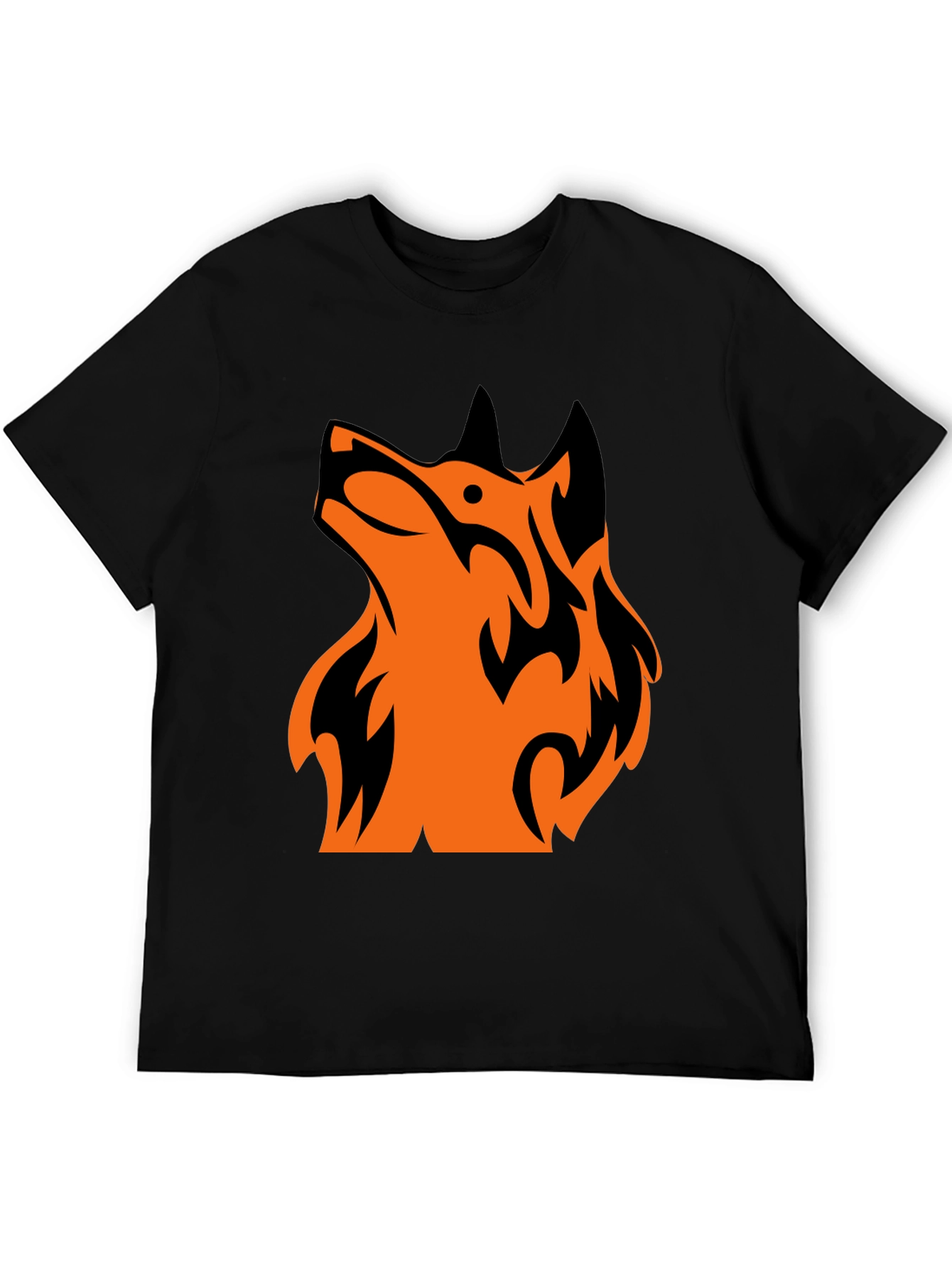 Tribal Wolf Graphic Tee - Mens Black T-Shirt