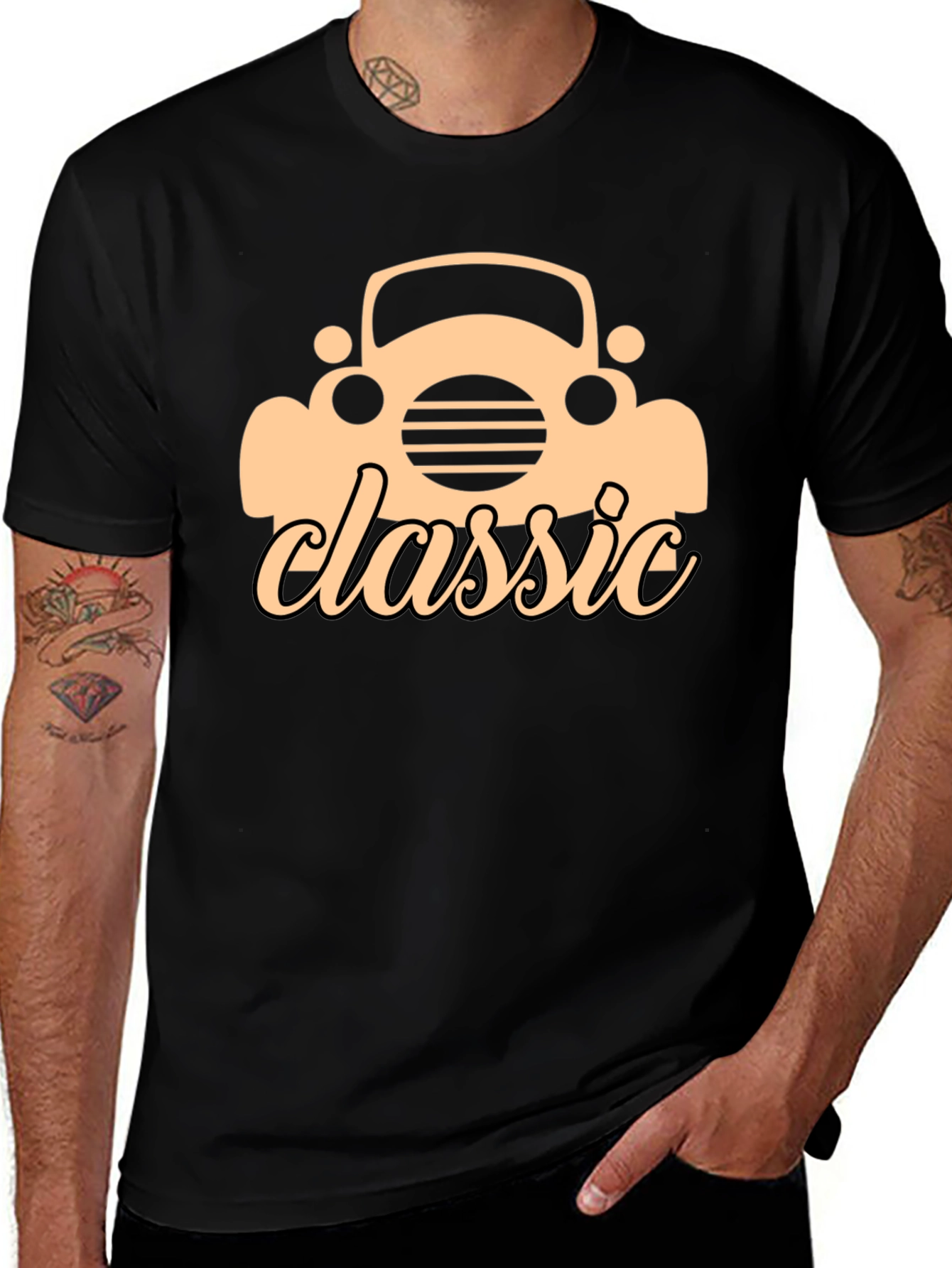 Classic Car Graphic Black T-Shirt