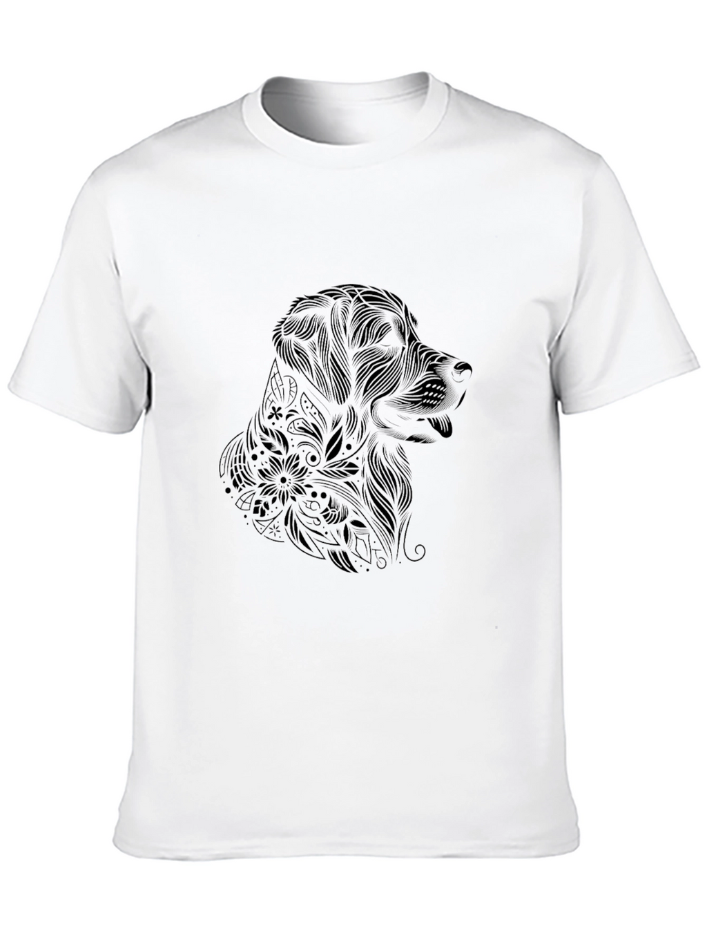 Black Dog Floral Print T-Shirt