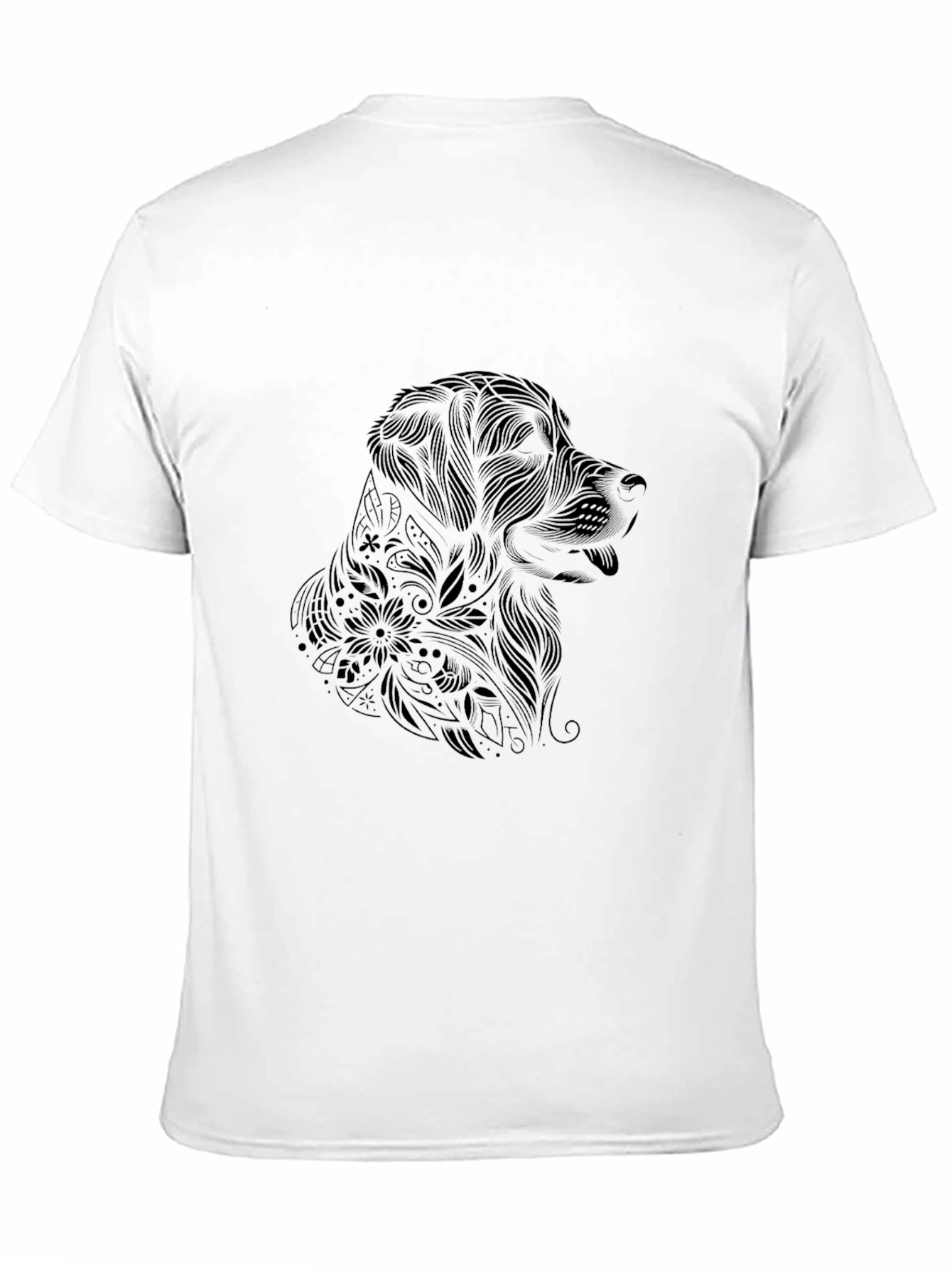 Black Dog Floral Print T-Shirt
