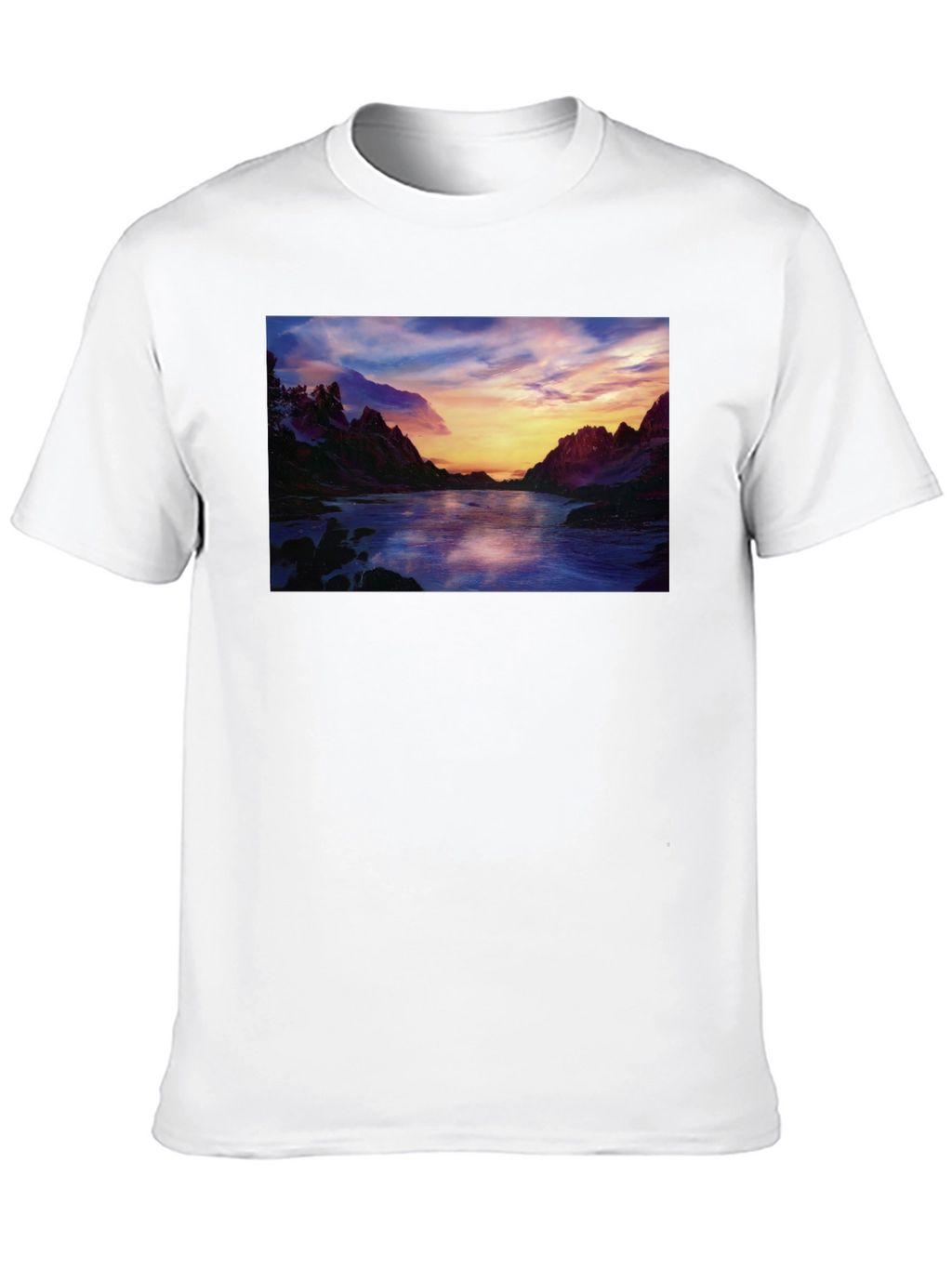 Scenic Sunset River T-Shirt - Black