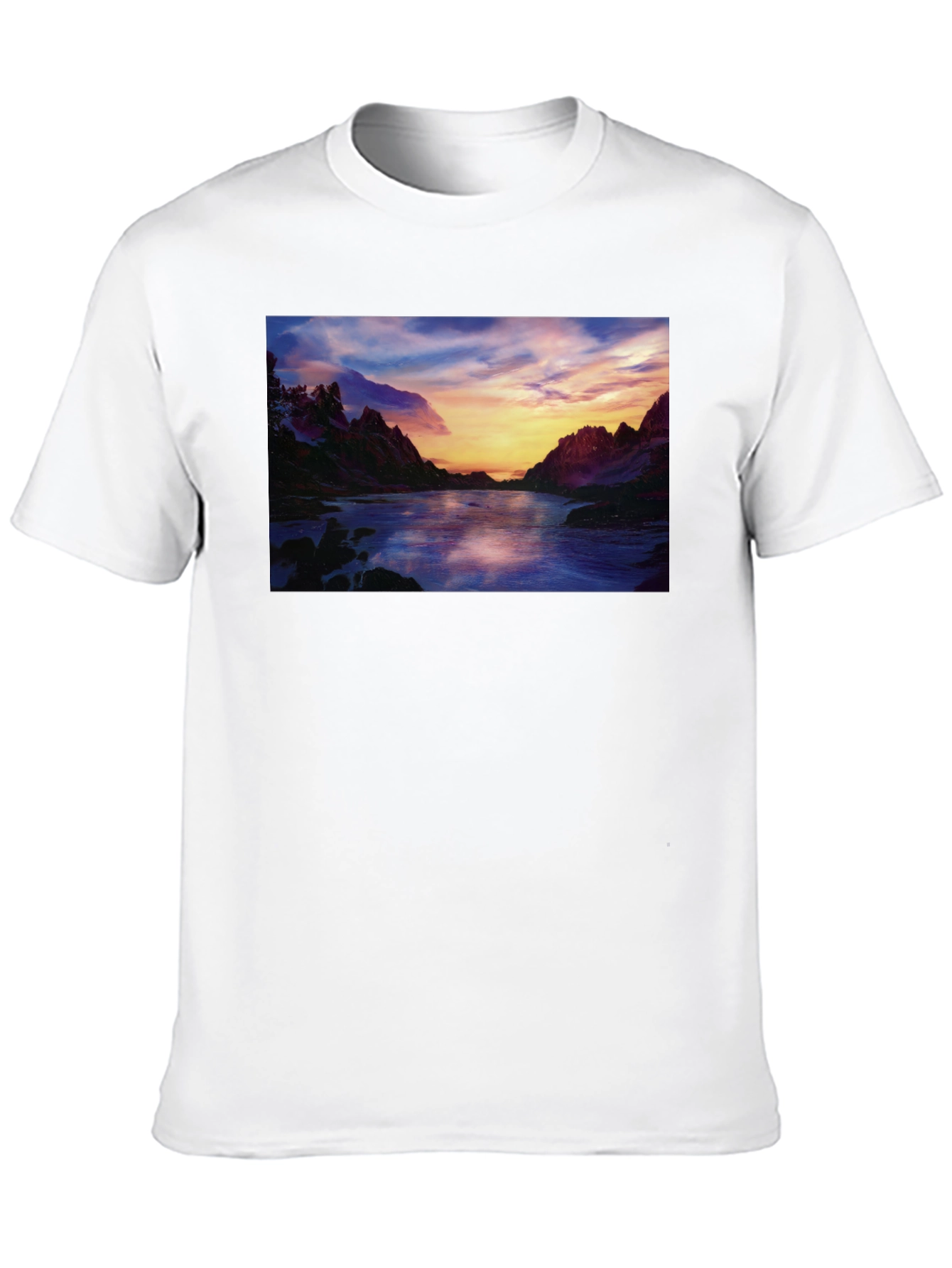 Scenic Sunset River T-Shirt - Black