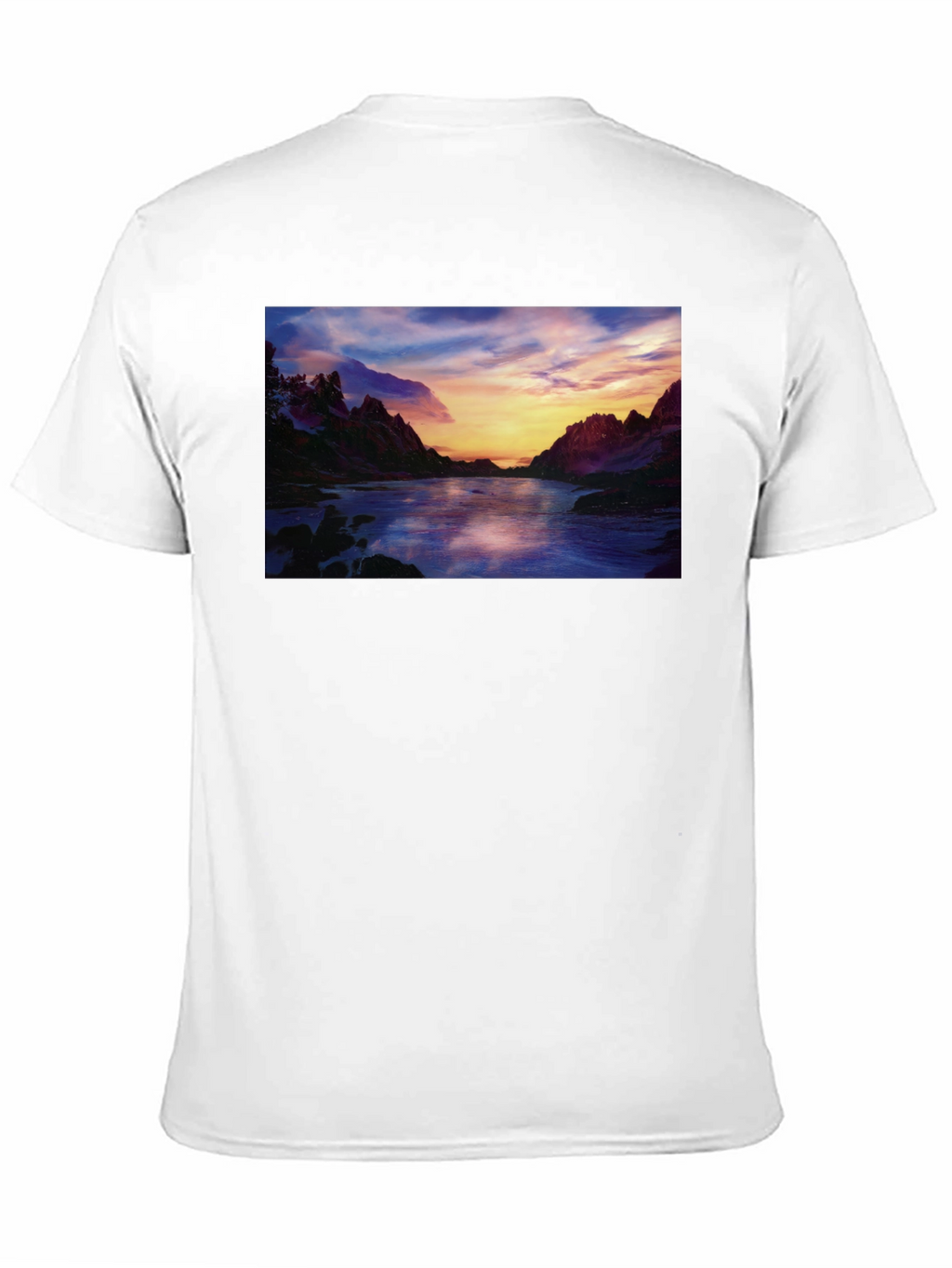 Scenic Sunset River T-Shirt - Black