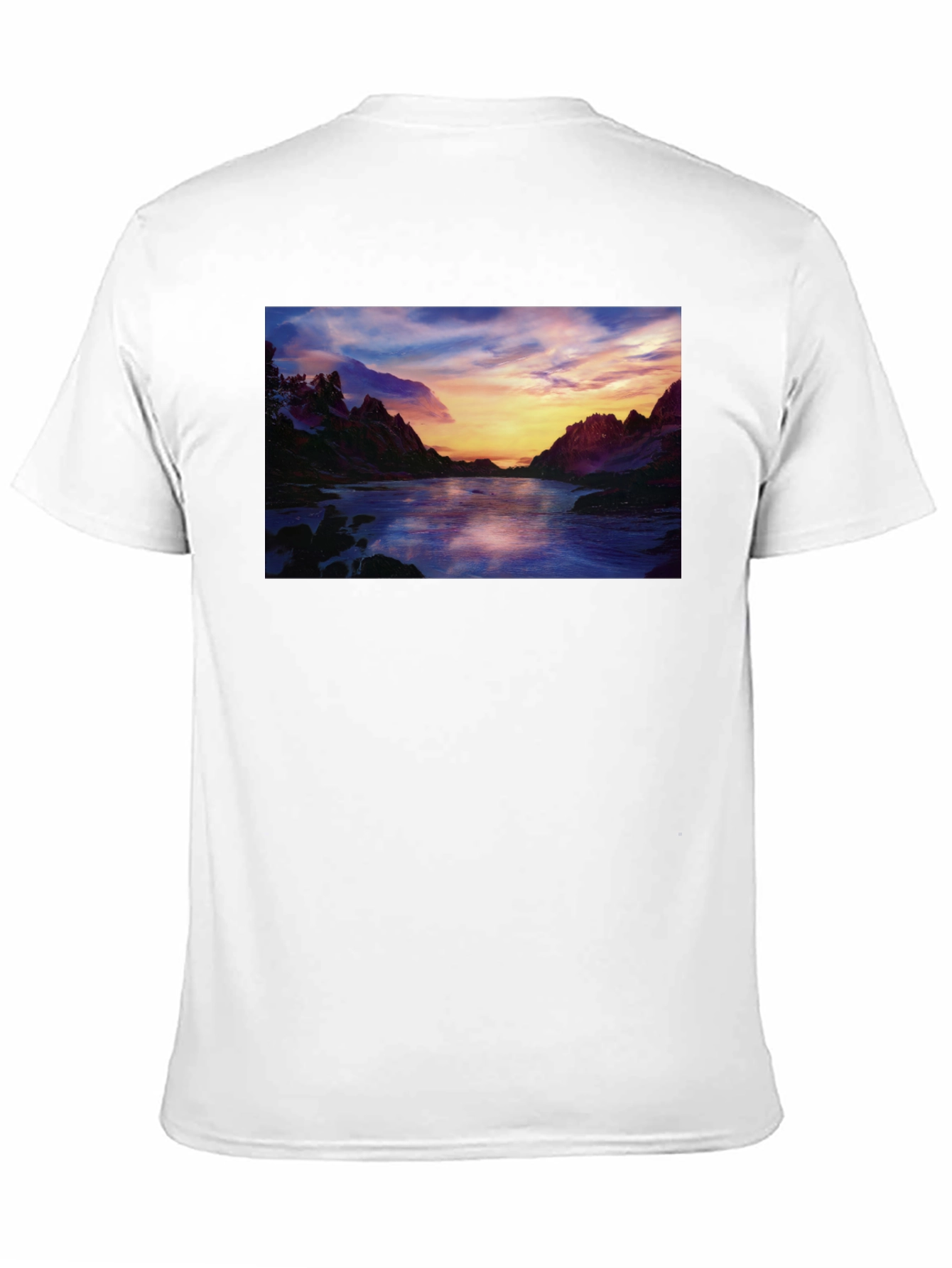 Scenic Sunset River T-Shirt - Black