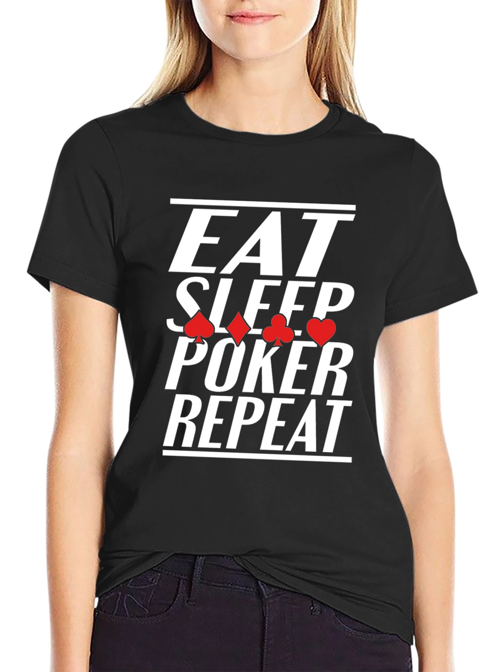 Eat Sleep Poker Repeat Black Graphic Tee