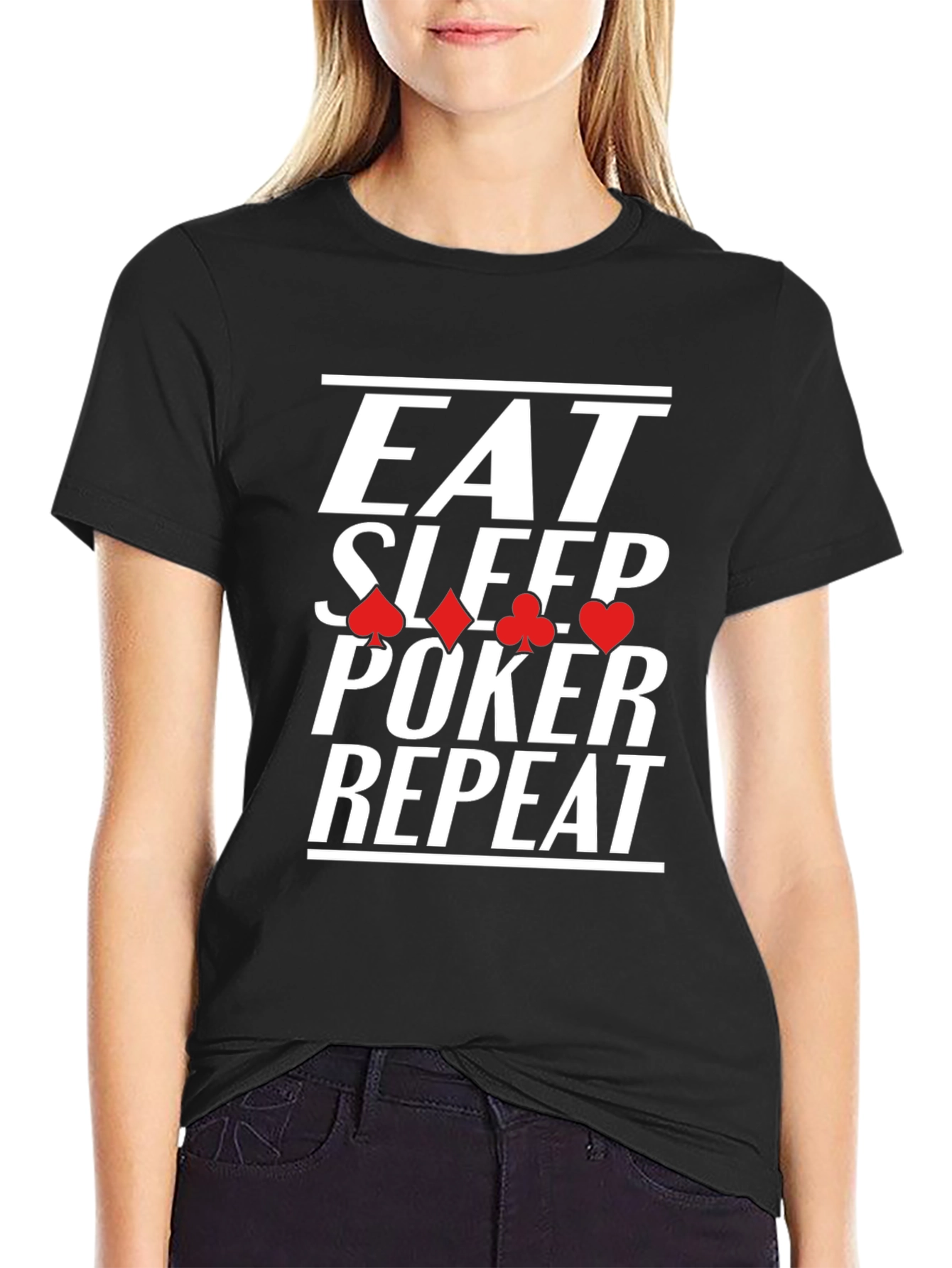 Eat Sleep Poker Repeat Black Graphic Tee