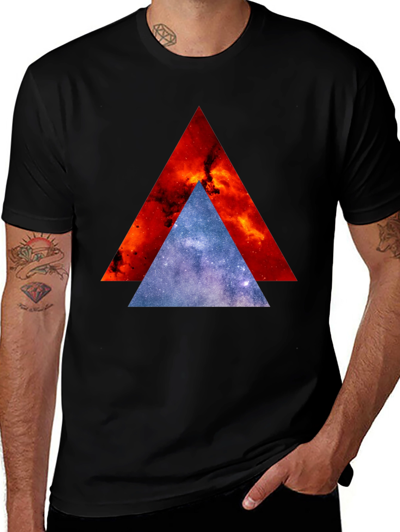 Cosmic Triangle Graphic Tee - Modern Geometric Design