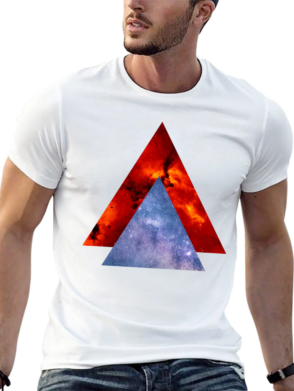 Cosmic Triangle Graphic Tee - Modern Geometric Design