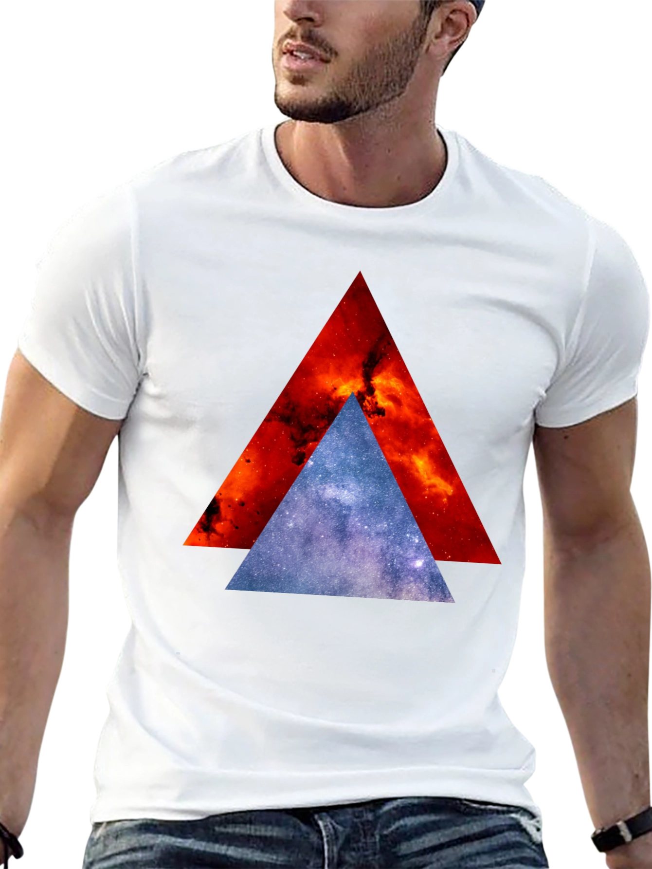 Cosmic Triangle Graphic Tee - Modern Geometric Design