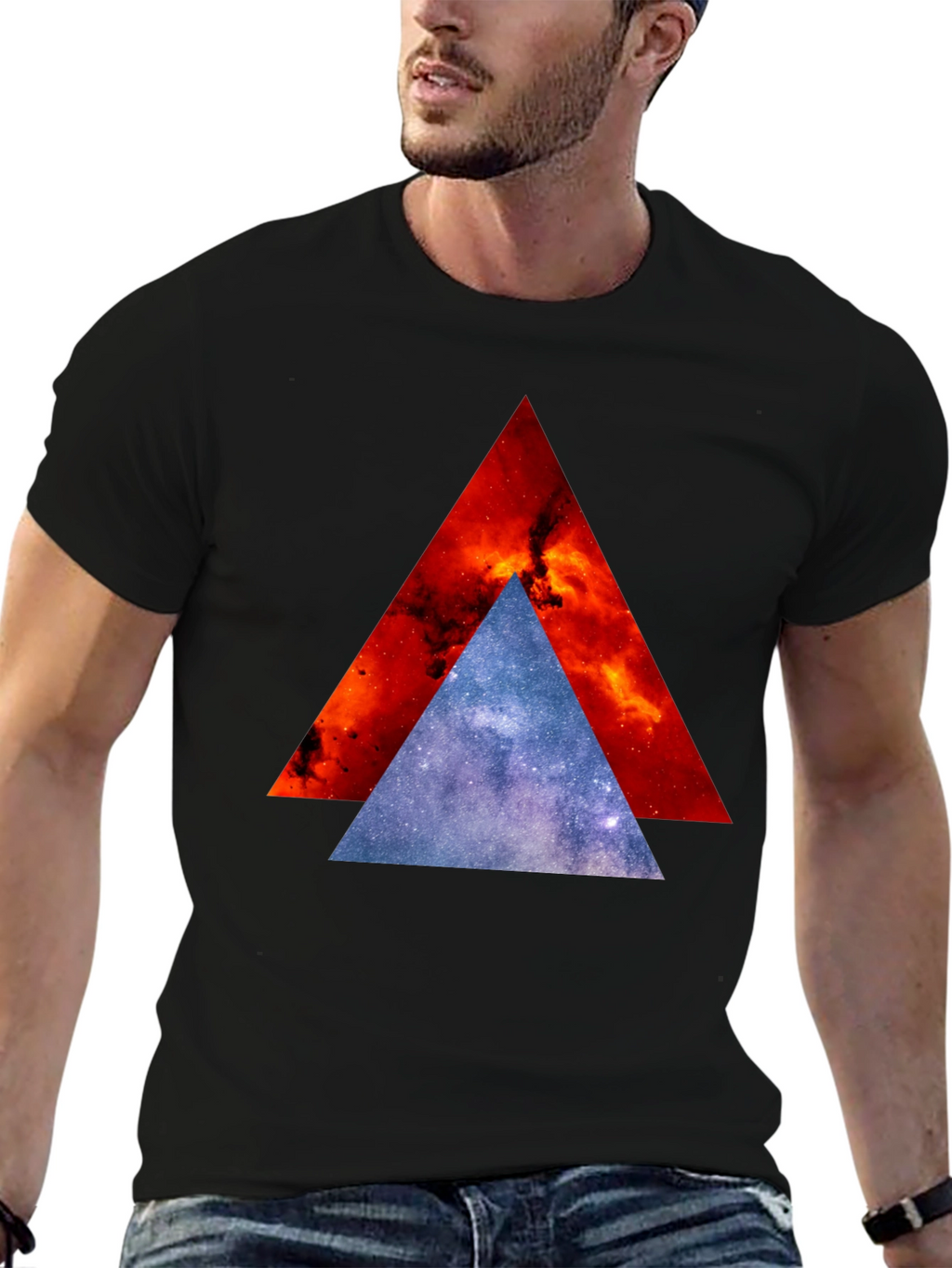 Cosmic Triangle Graphic Tee - Modern Geometric Design