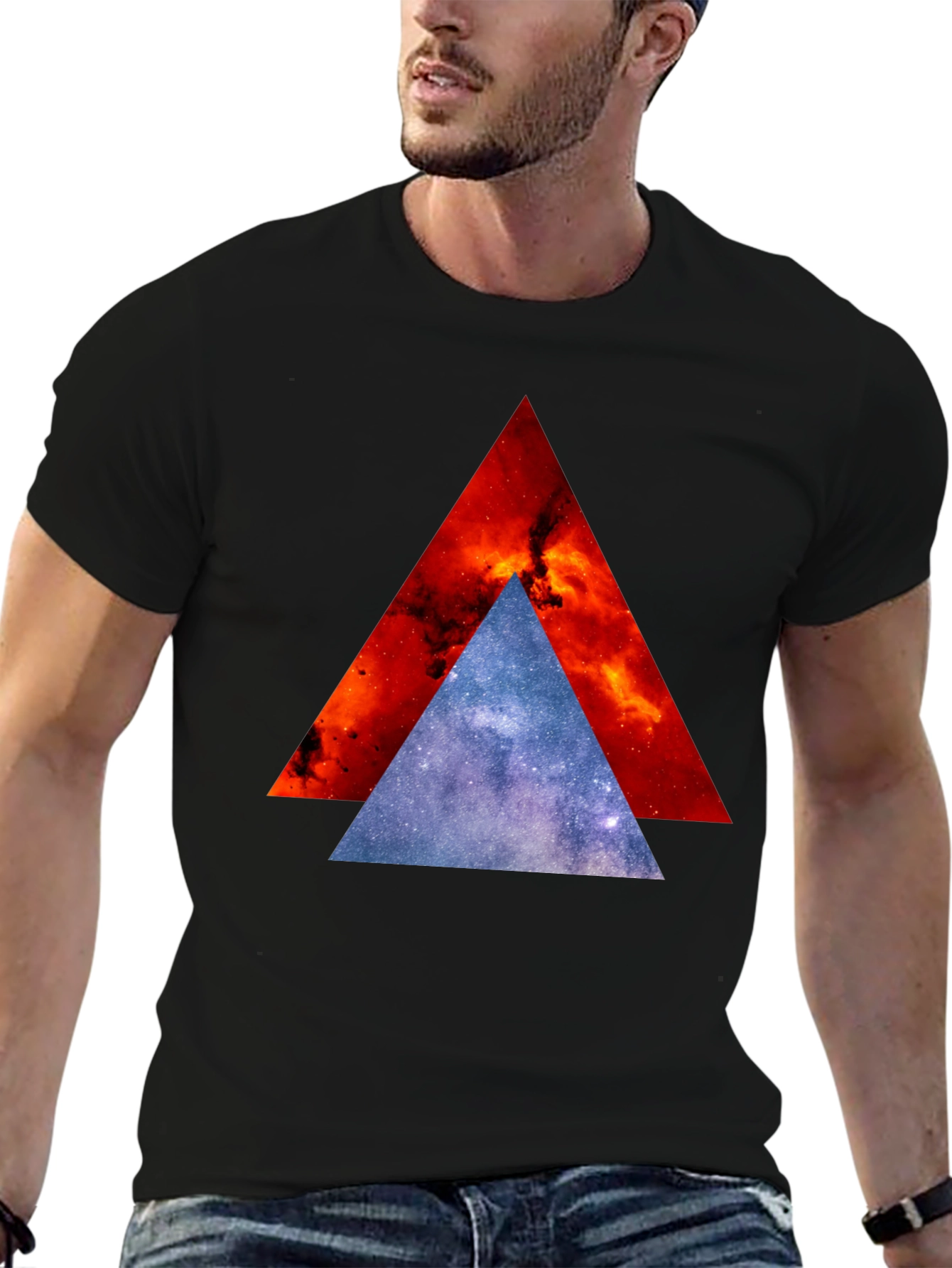 Cosmic Triangle Graphic Tee - Modern Geometric Design
