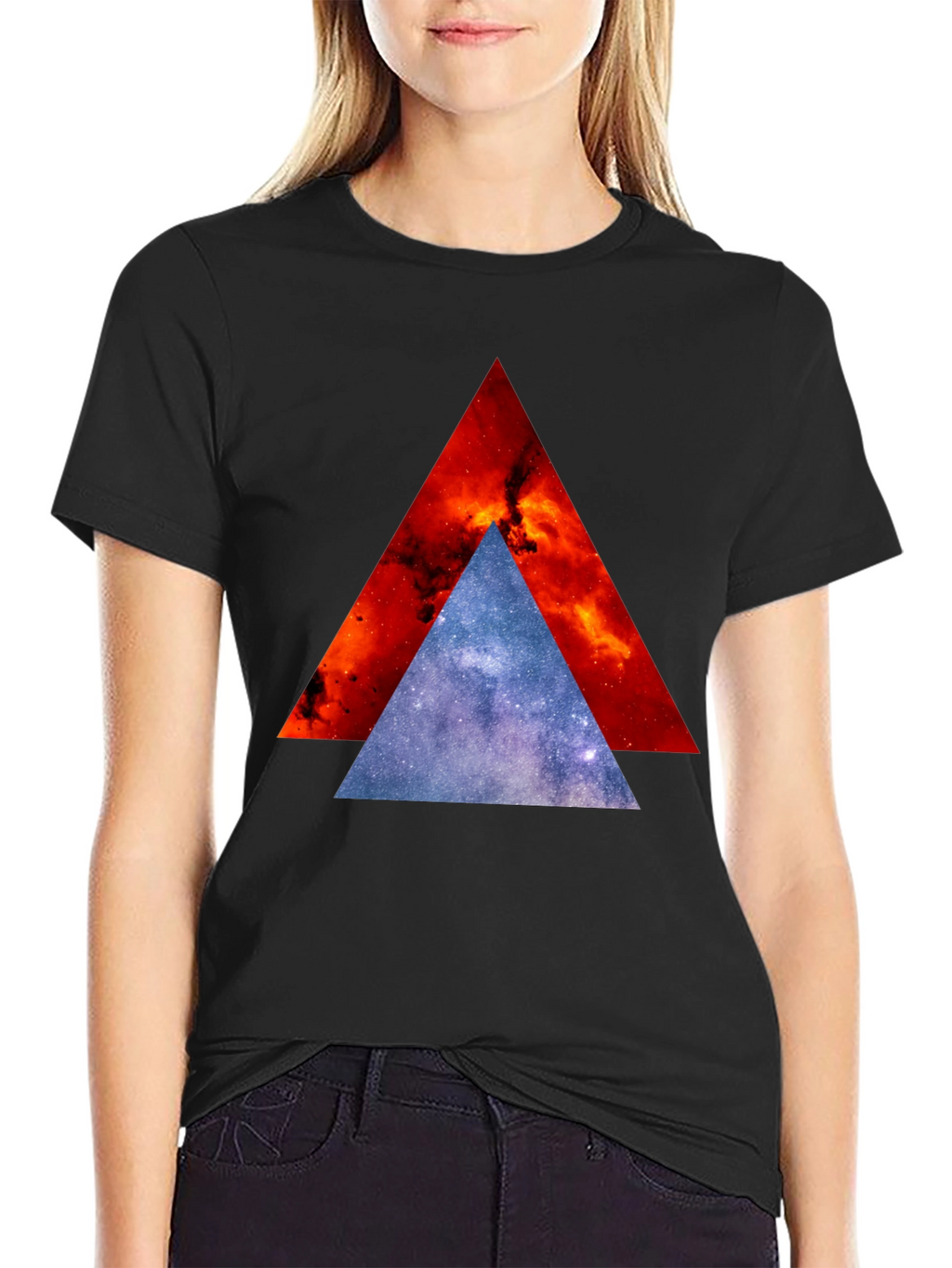 Cosmic Triangle Graphic Tee - Modern Geometric Design