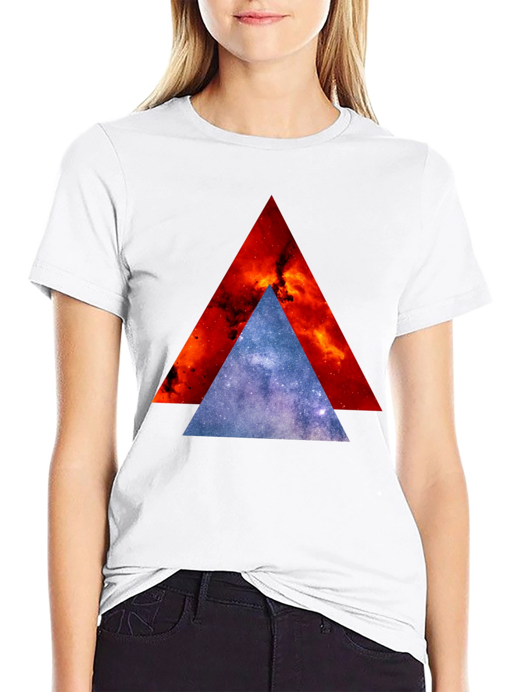 Cosmic Triangle Graphic Tee - Modern Geometric Design
