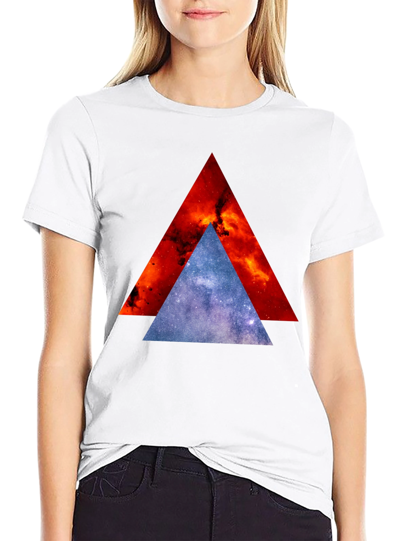 Cosmic Triangle Graphic Tee - Modern Geometric Design