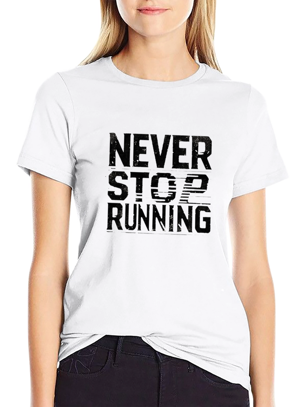 Never Stop Running Black Graphic Tee