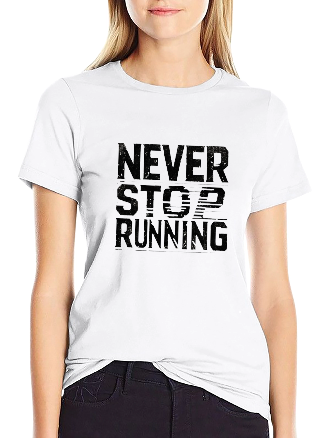 Never Stop Running Black Graphic Tee